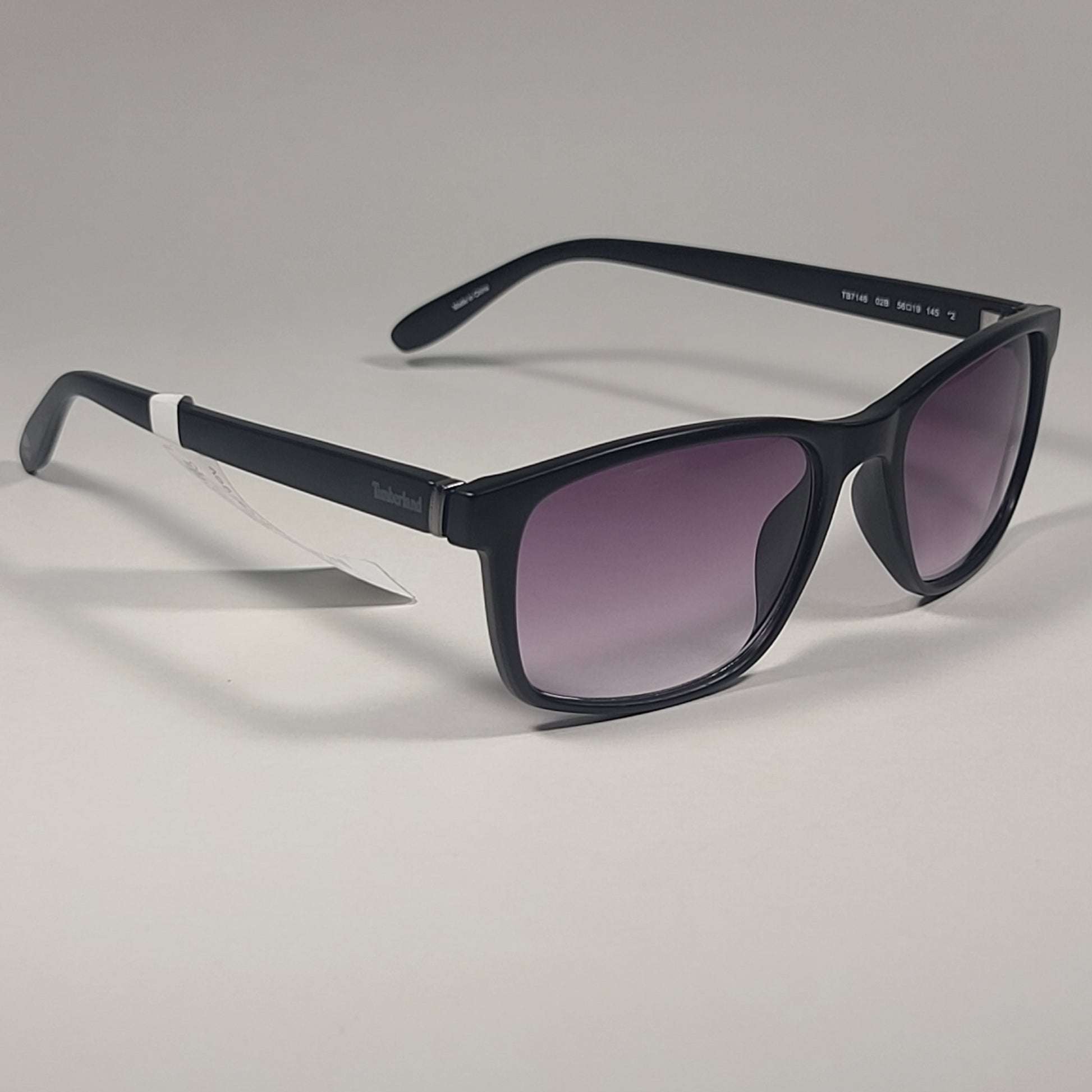 Timberland Rectangle Sunglasses Matte Black Frame Gray Smoke Lens TB7146 02B - Sunglasses