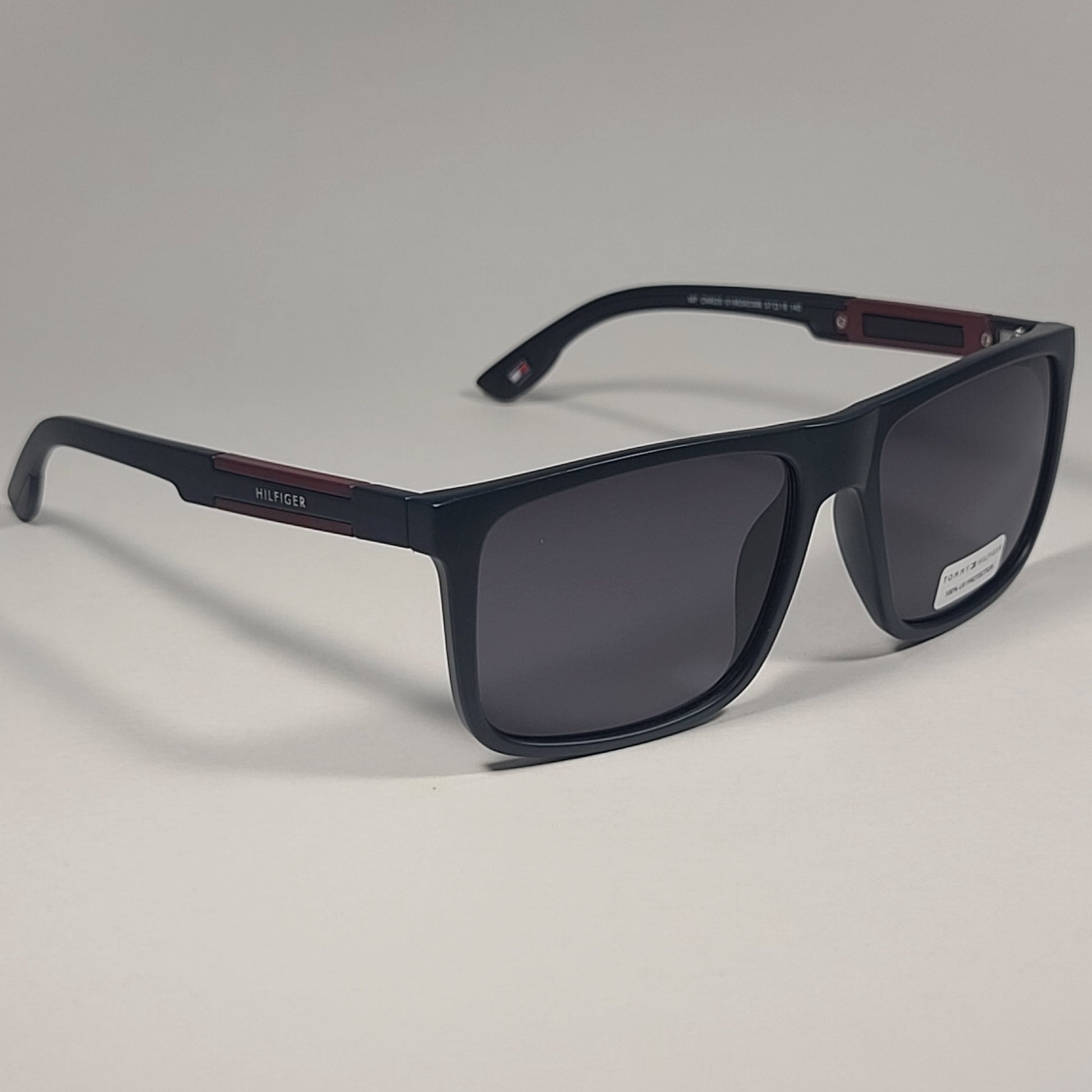 Tommy Hilfiger MP OM620 Rectangular Sunglasses Matte Black Burgundy Frame / Gray Lens - Sunglasses