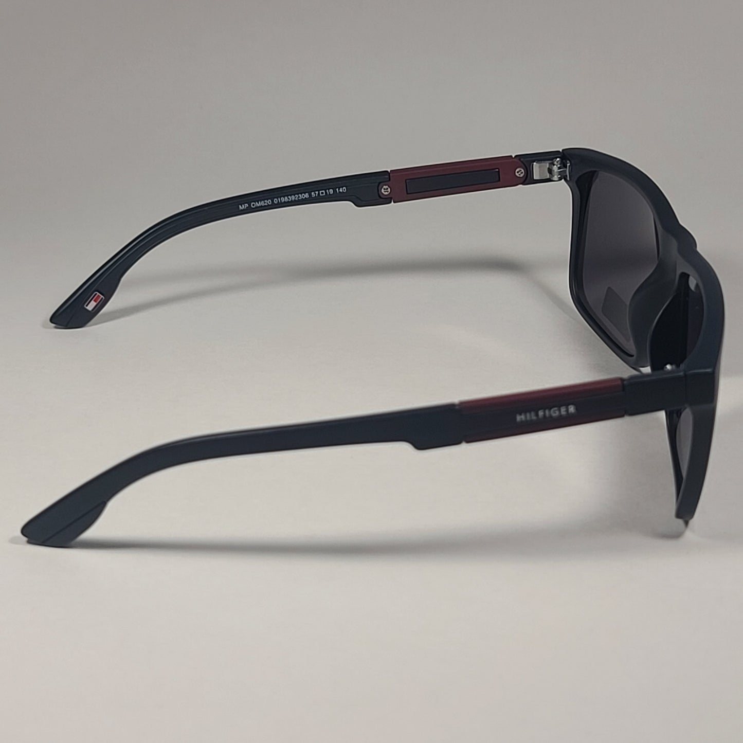 Tommy Hilfiger MP OM620 Rectangular Sunglasses Matte Black Burgundy Frame / Gray Lens - Sunglasses