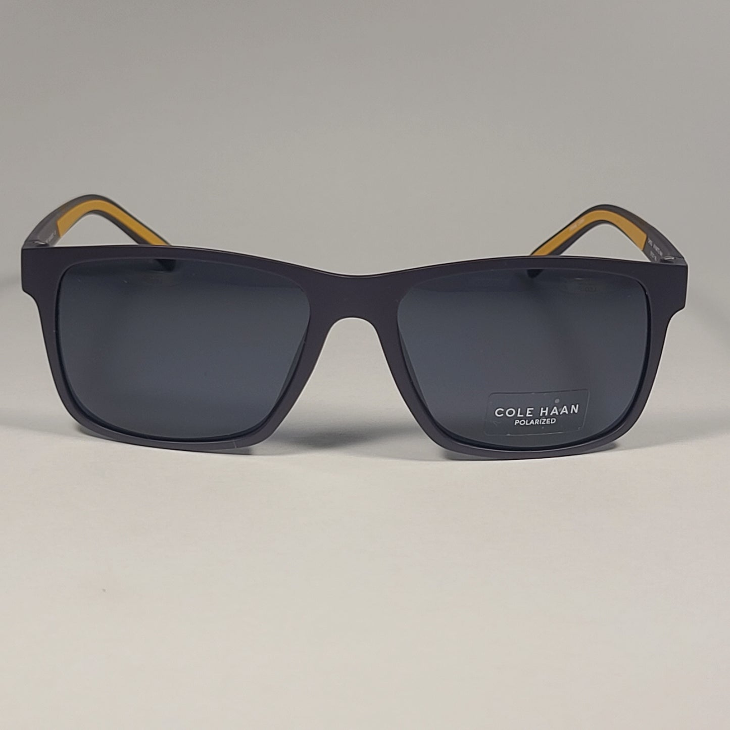 Cole Haan CH8023 414 Polarized Rectangle Sunglasses Matte Navy Yellow Gray Lens - Sunglasses