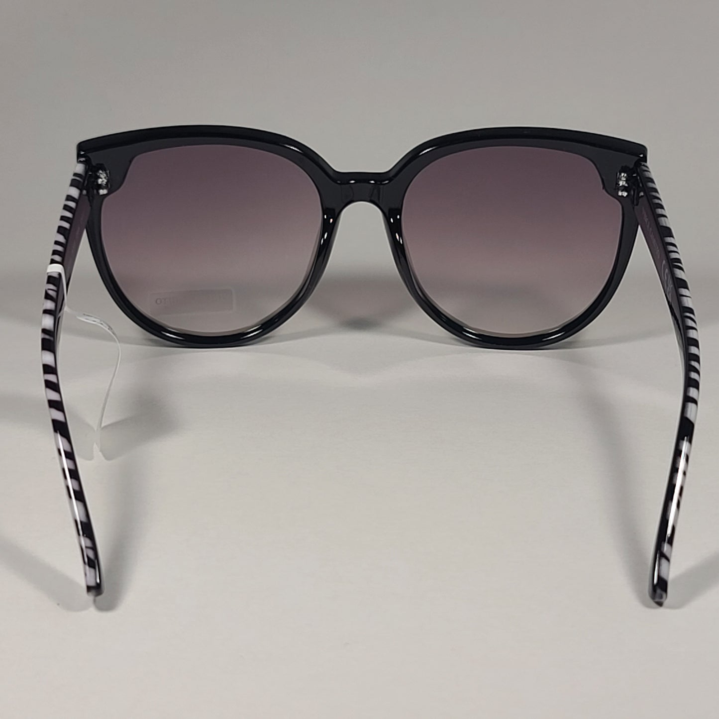 Vince Camuto VC939 OXAN Cat Eye Sunglasses Shiny Black Zebra Gray Flash Lens - Sunglasses