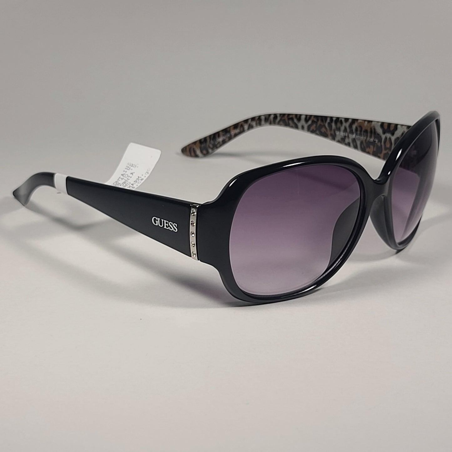 Guess Oval Sunglasses Black With Animal Frame Smoke Gradient Lens GF0284 01B - Sunglasses