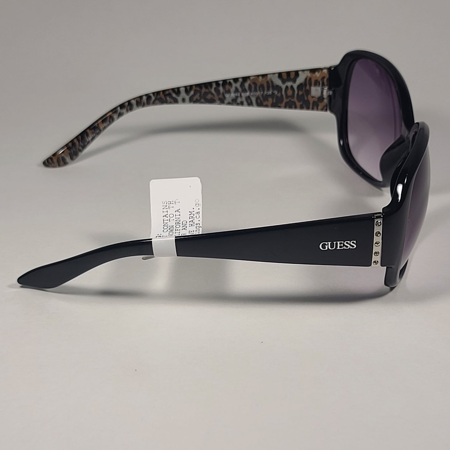 Guess Oval Sunglasses Black With Animal Frame Smoke Gradient Lens GF0284 01B - Sunglasses