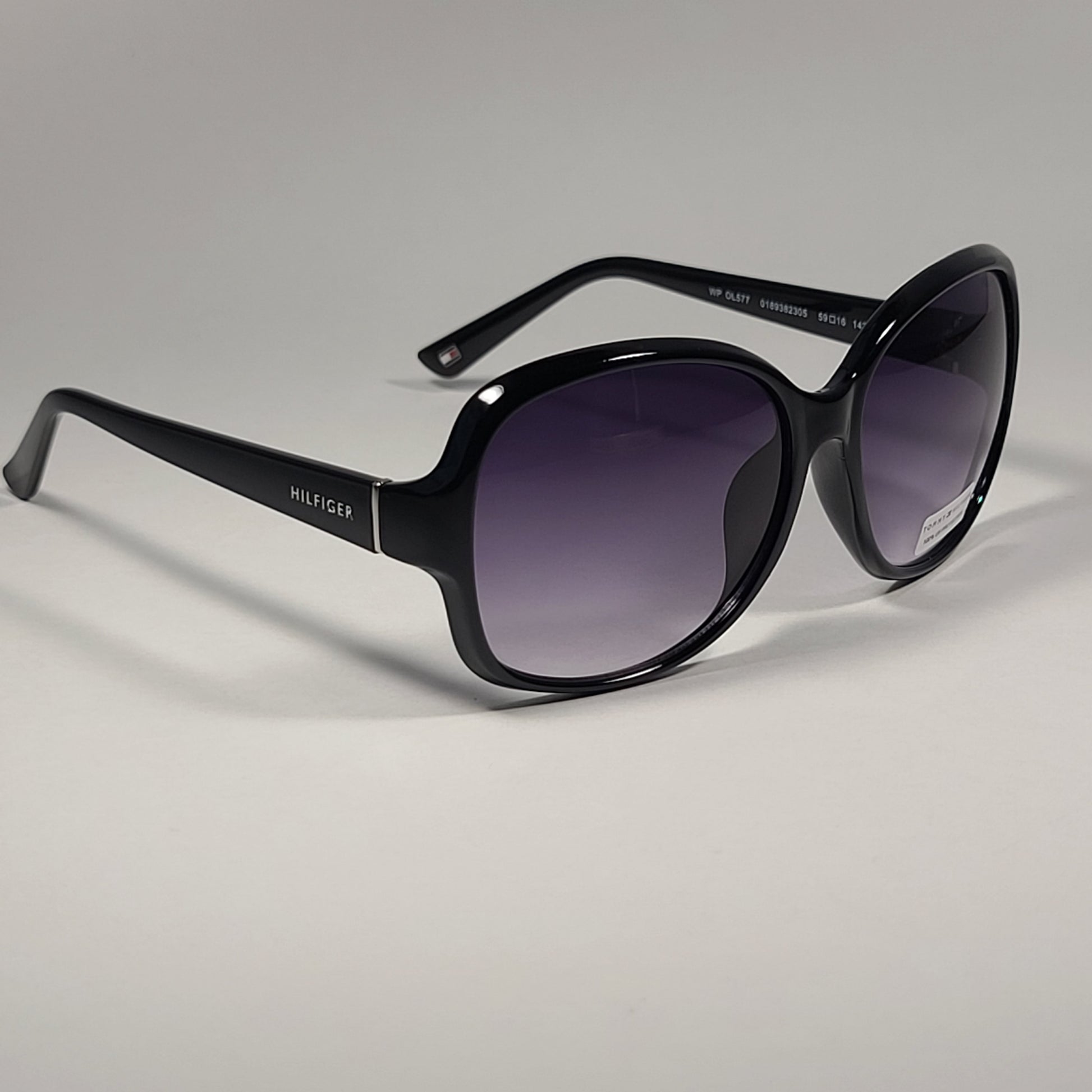 Tommy Hilfiger Willa WP OL577 Oversize Oval Sunglasses Shiny Black / Smoke Gradient - Sunglasses