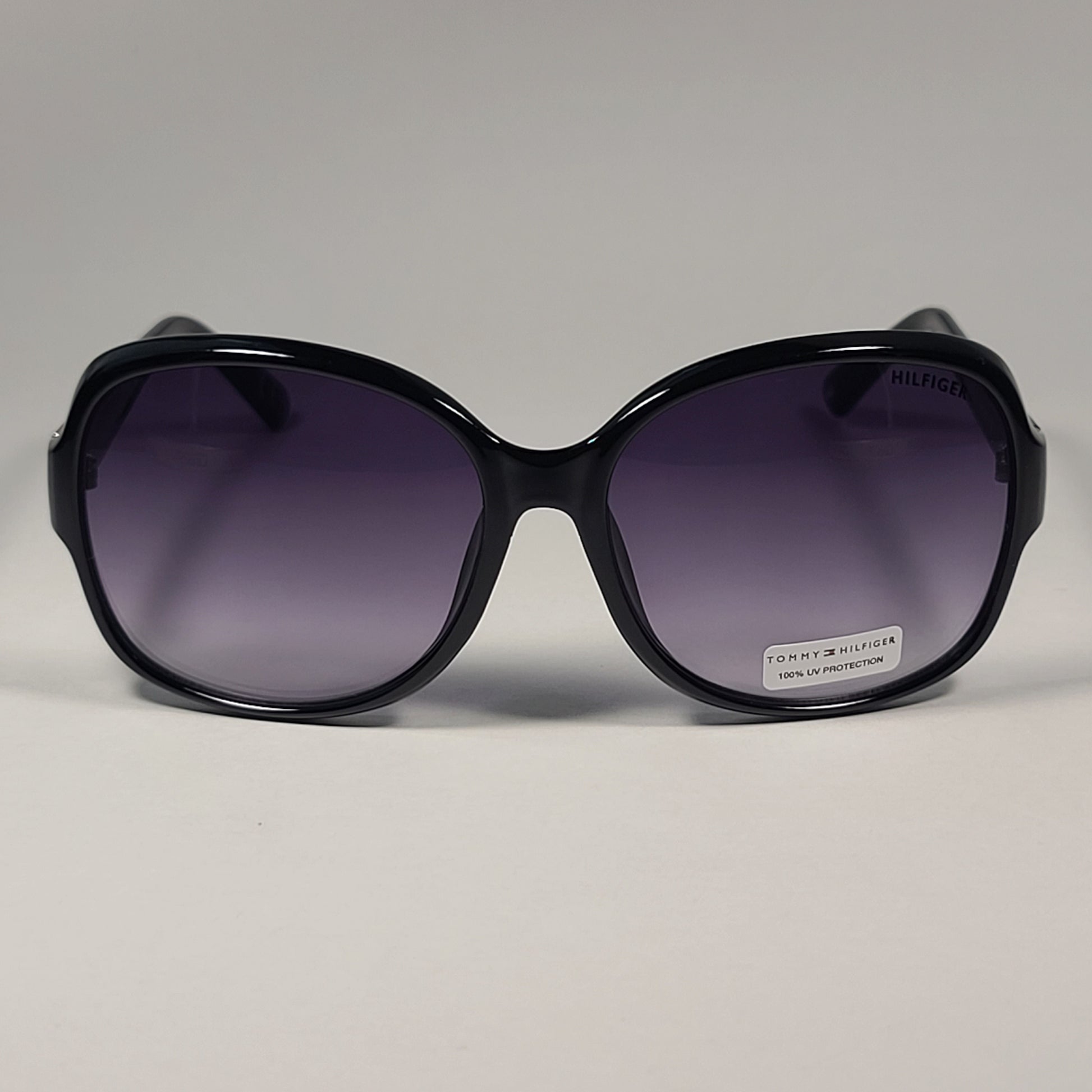 Tommy Hilfiger Willa WP OL577 Oversize Oval Sunglasses Shiny Black / Smoke Gradient - Sunglasses