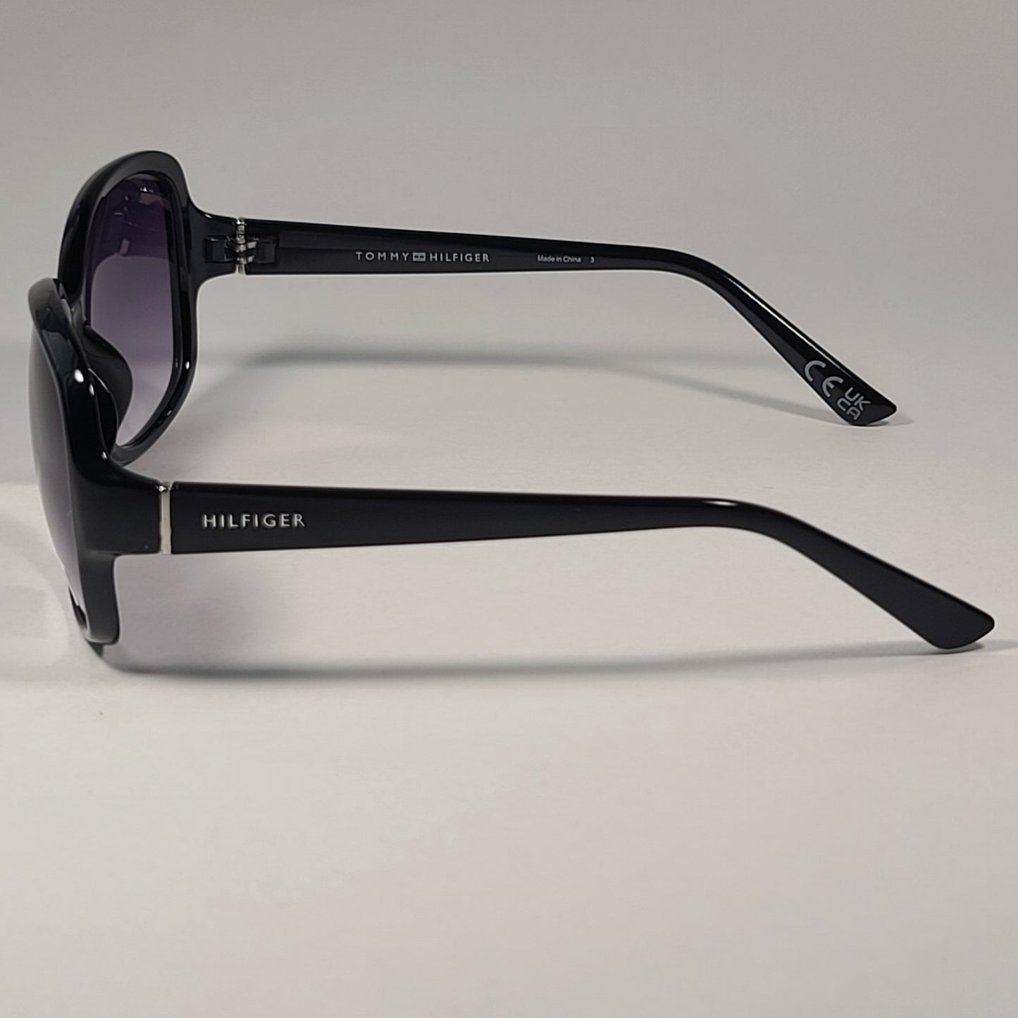 Tommy Hilfiger Willa WP OL577 Oversize Oval Sunglasses Shiny Black / Smoke Gradient - Sunglasses