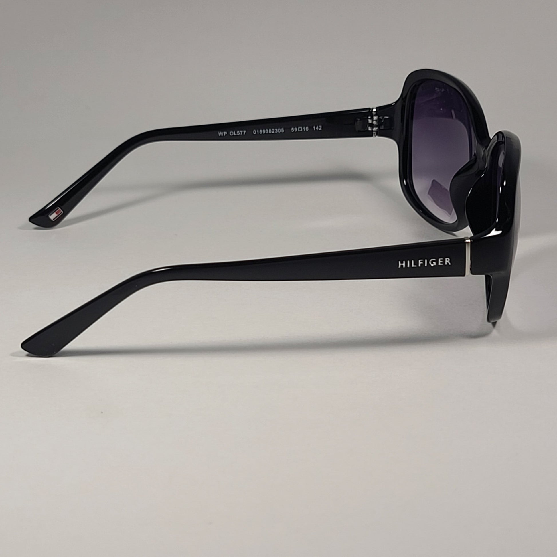 Tommy Hilfiger Willa WP OL577 Oversize Oval Sunglasses Shiny Black / Smoke Gradient - Sunglasses