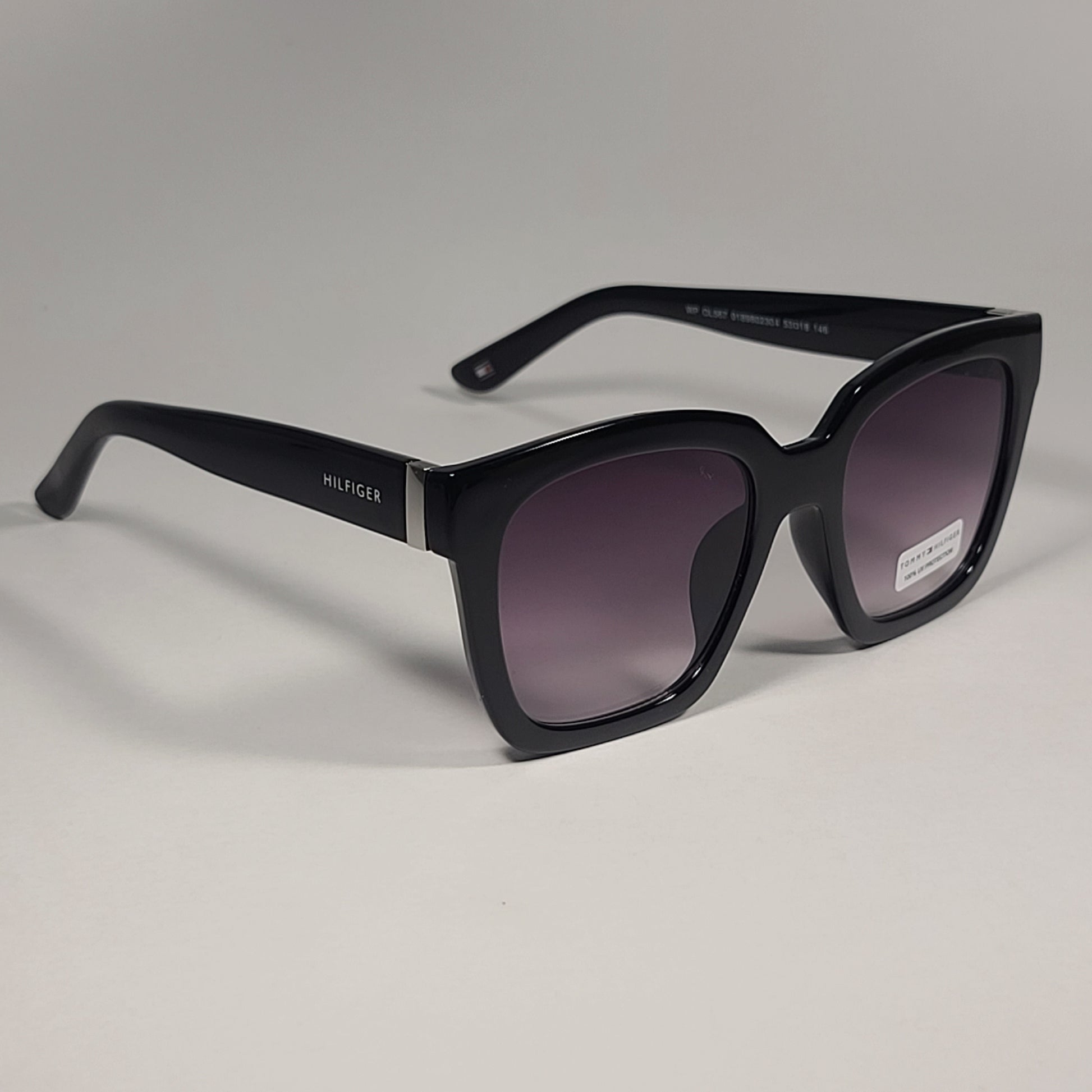 Tommy Hilfiger Miley WP OL567 Sunglasses Shiny Black Frame Smoke Gradient Lens - Sunglasses