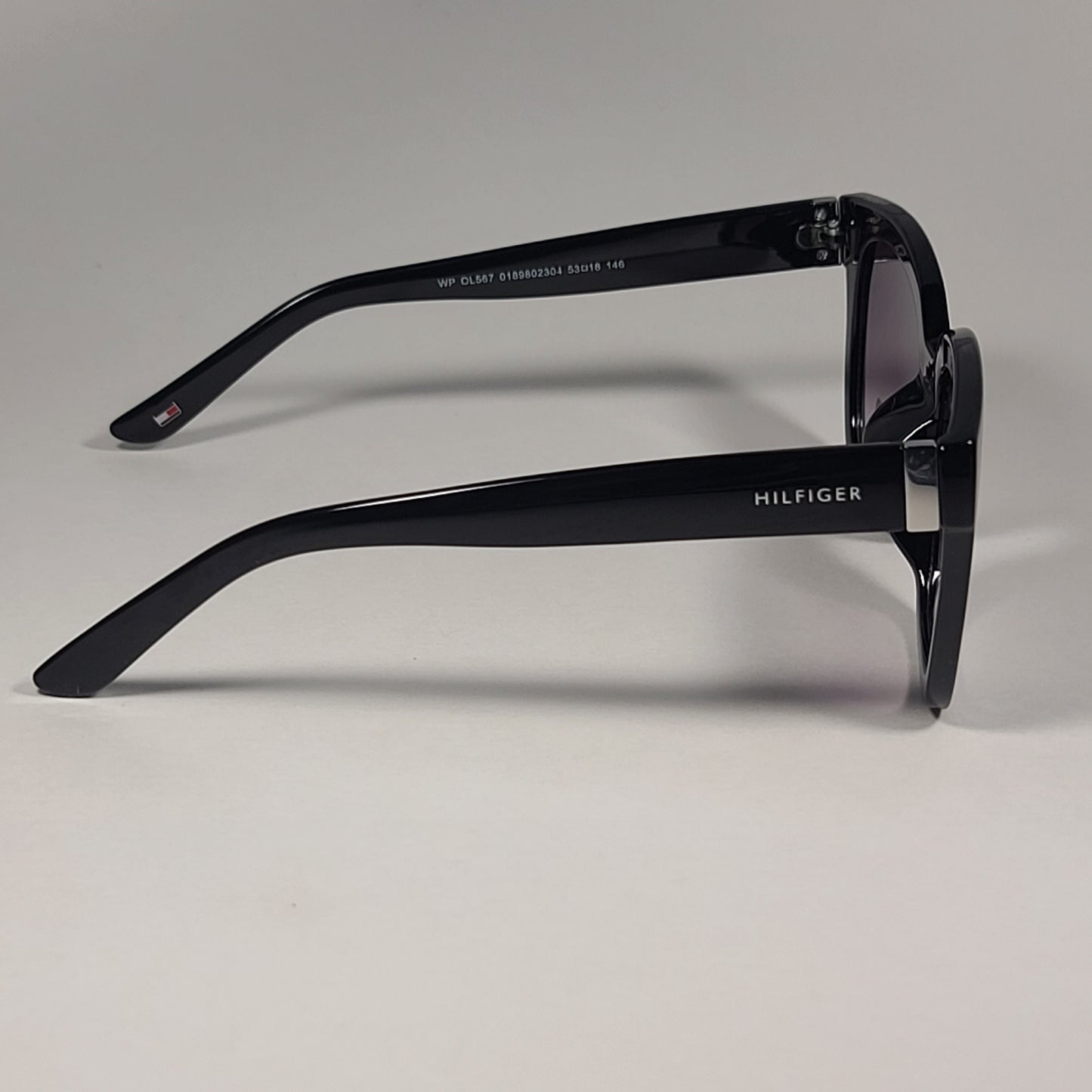 Tommy Hilfiger Miley WP OL567 Sunglasses Shiny Black Frame Smoke Gradient Lens - Sunglasses