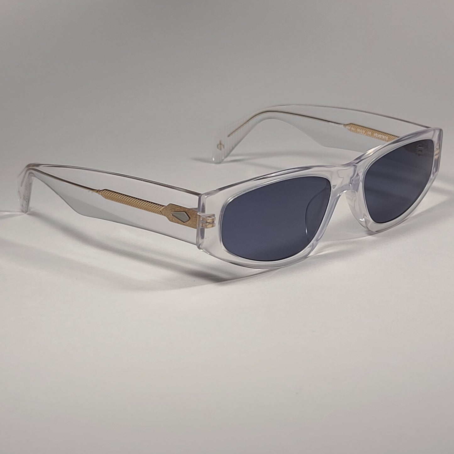 RAG & BONE RNB1047/G/S 900 KU Rectangular Sunglasses Crystal Hexetate Gray Tint - Sunglasses