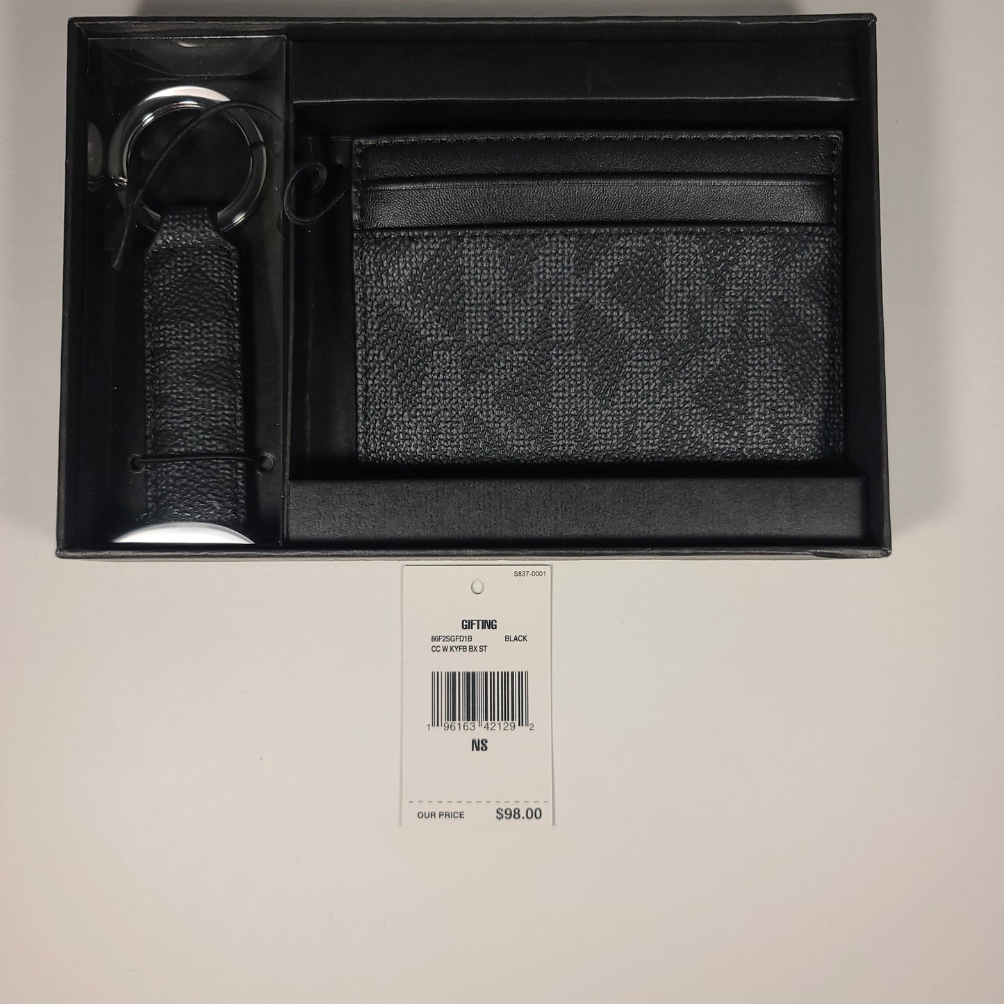 Michael Kors MK Logo Mens Credit Card Case Holder Wallet With Key Chain 86F2SGFD1B - Wallets