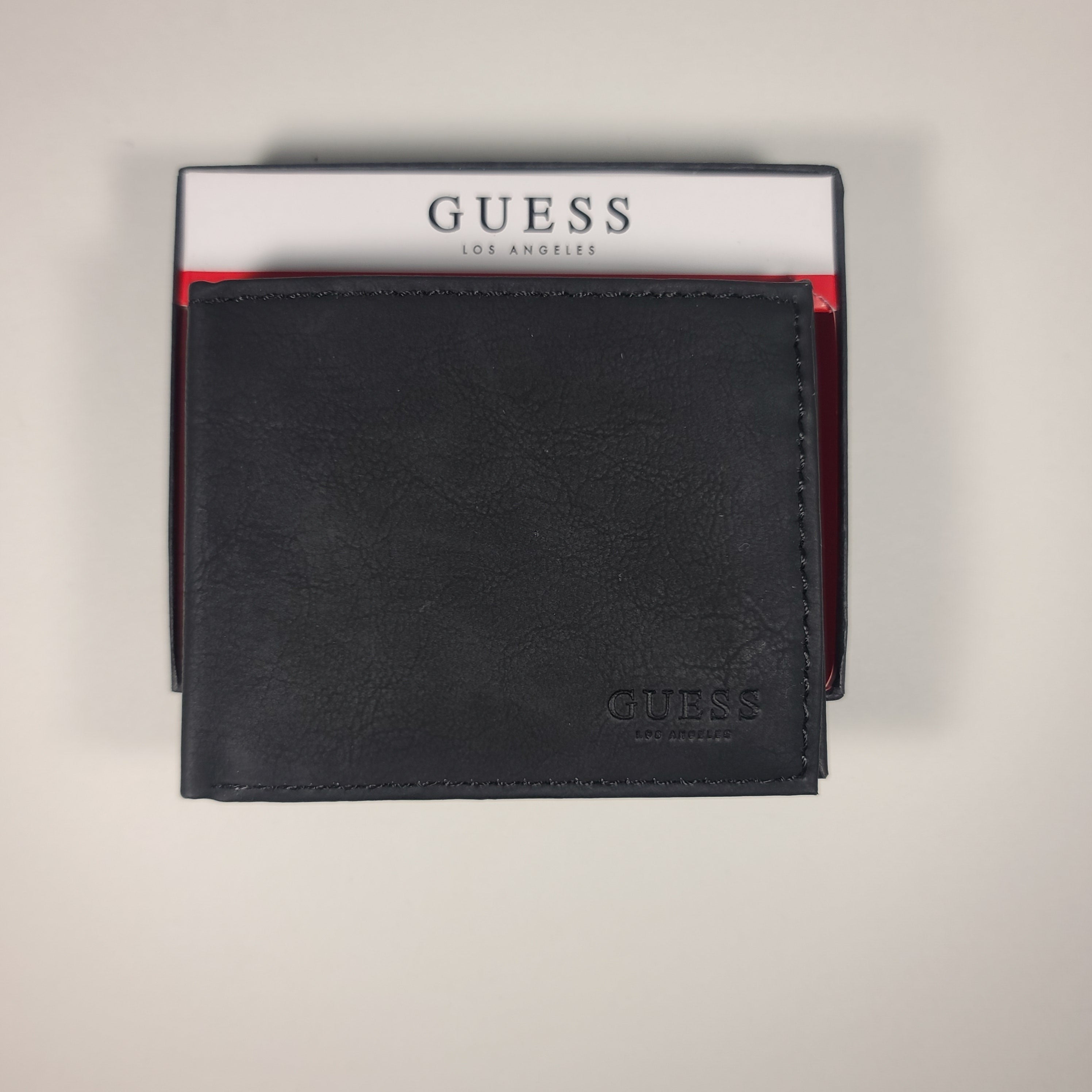 Guess Los Angeles Men s Bifold Matte Black Leather Wallet Passcase 31G TheSunglassFashion