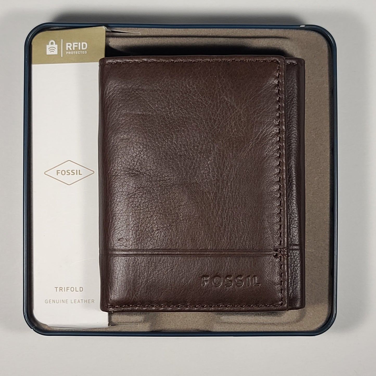 Fossil Men’s Trifold Dark Brown Leather RFID Wallet Brooks SML1512201 - Wallets