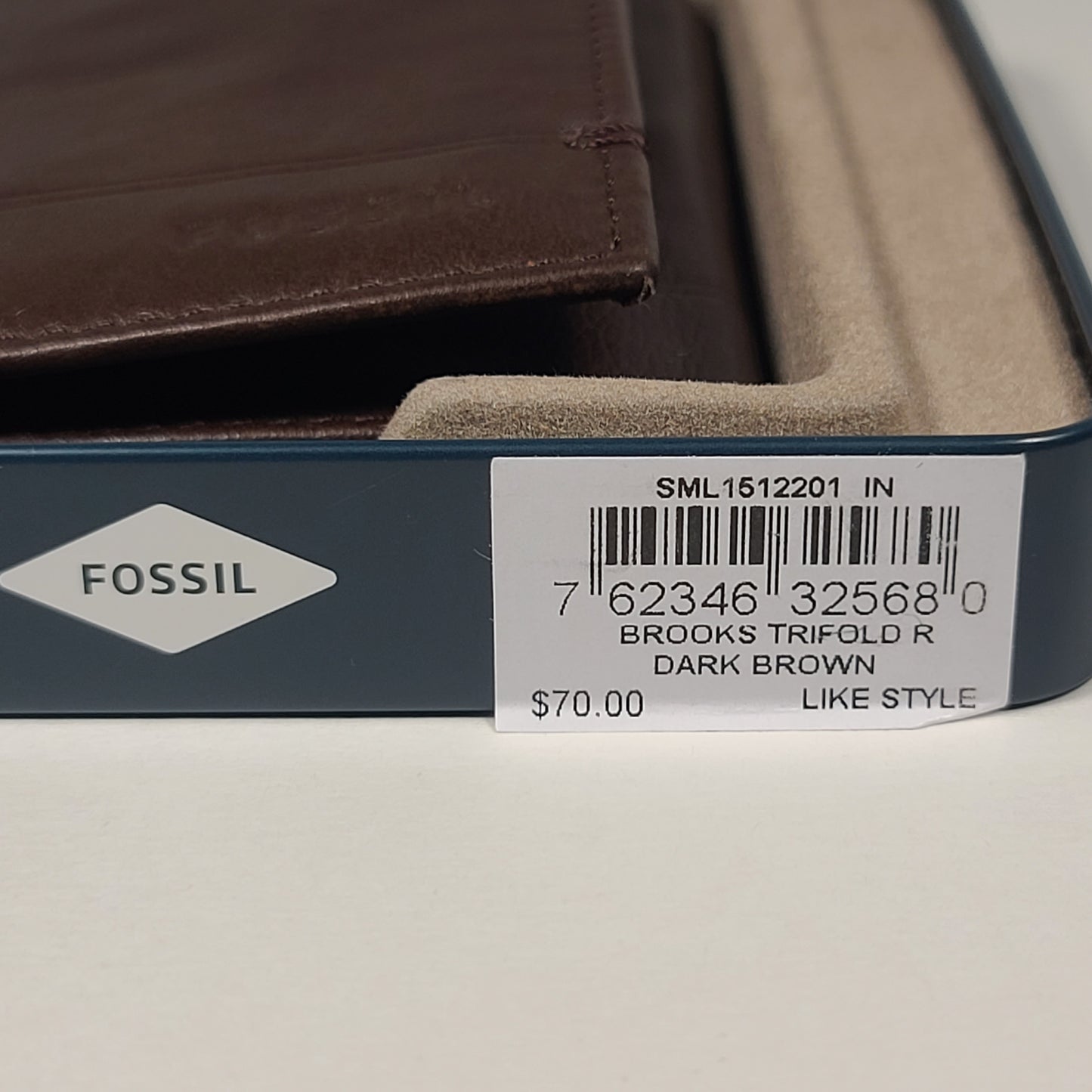 Fossil Men’s Trifold Dark Brown Leather RFID Wallet Brooks SML1512201 - Wallets