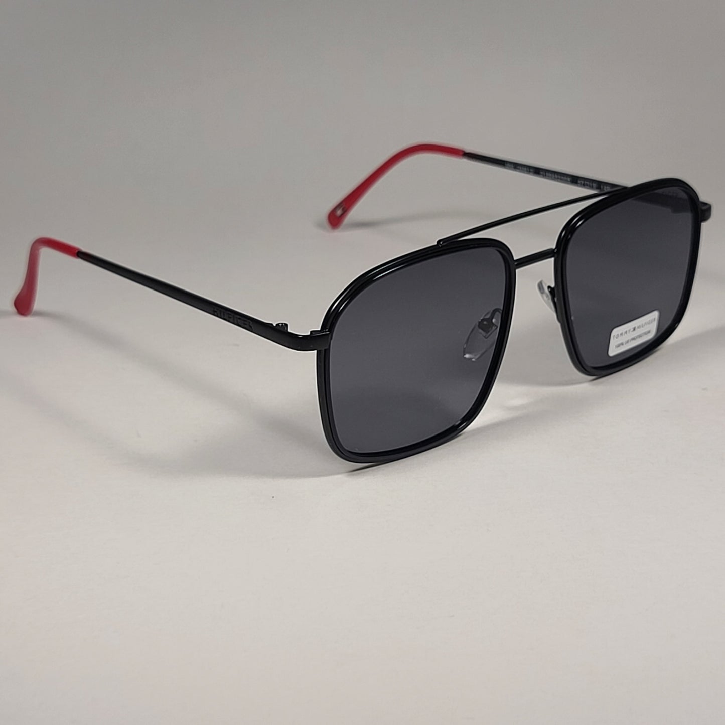 Tommy Hilfiger Alesso MM OM612 Pilot Sunglasses Black Red Frame Gray Lens - Sunglasses