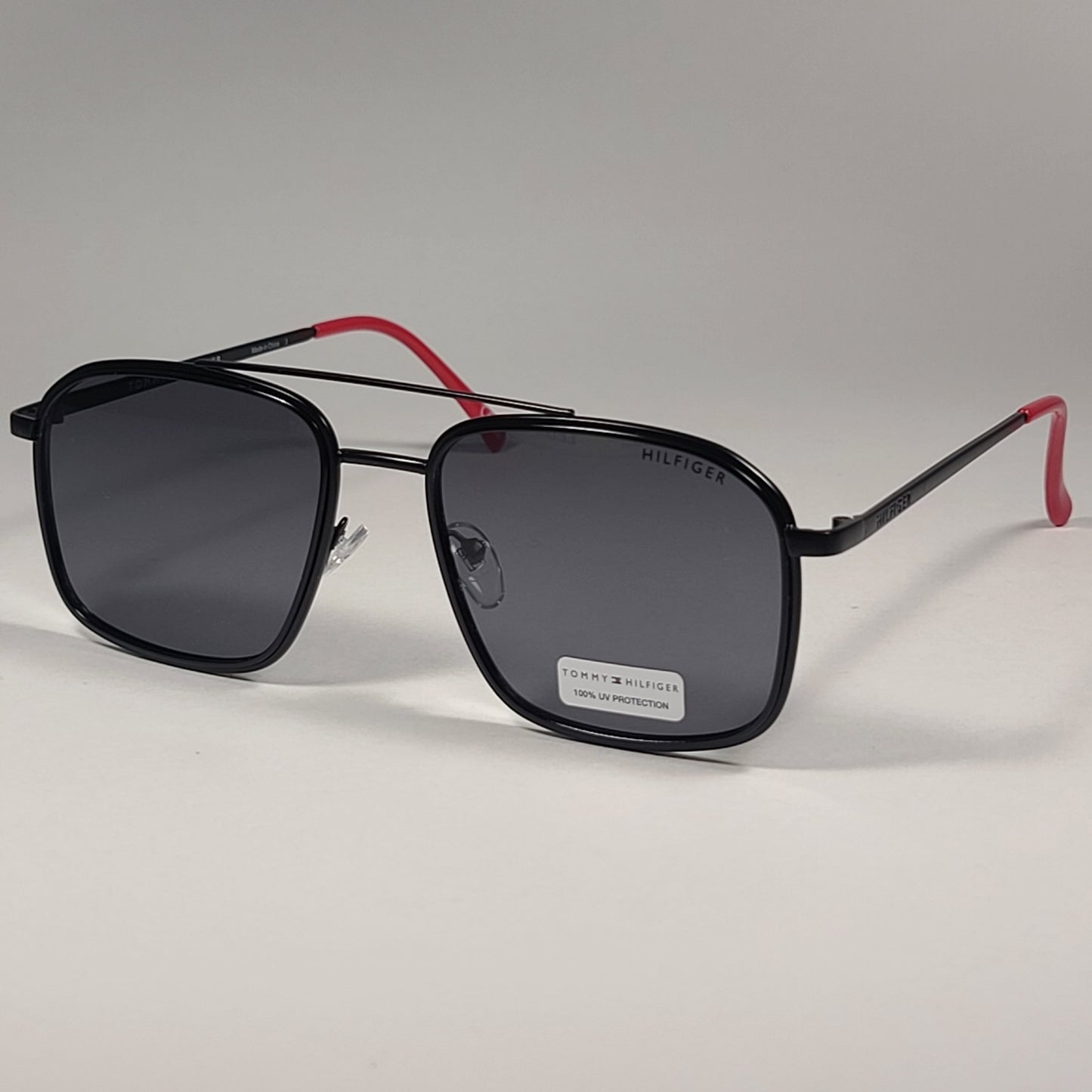 Tommy Hilfiger Alesso MM OM612 Pilot Sunglasses Black Red Frame Gray Lens - Sunglasses