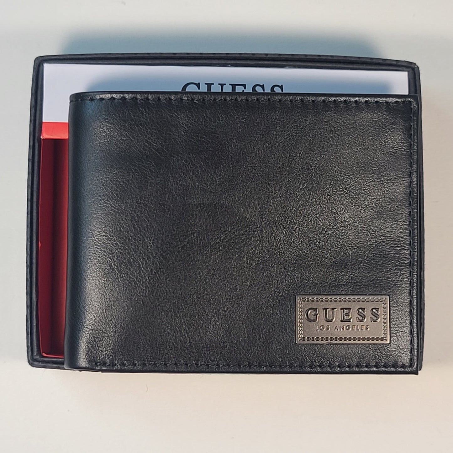 Guess Los Angeles Men’s Bifold Logo Leather Wallet Black Passcase 31GO220061 - Wallets