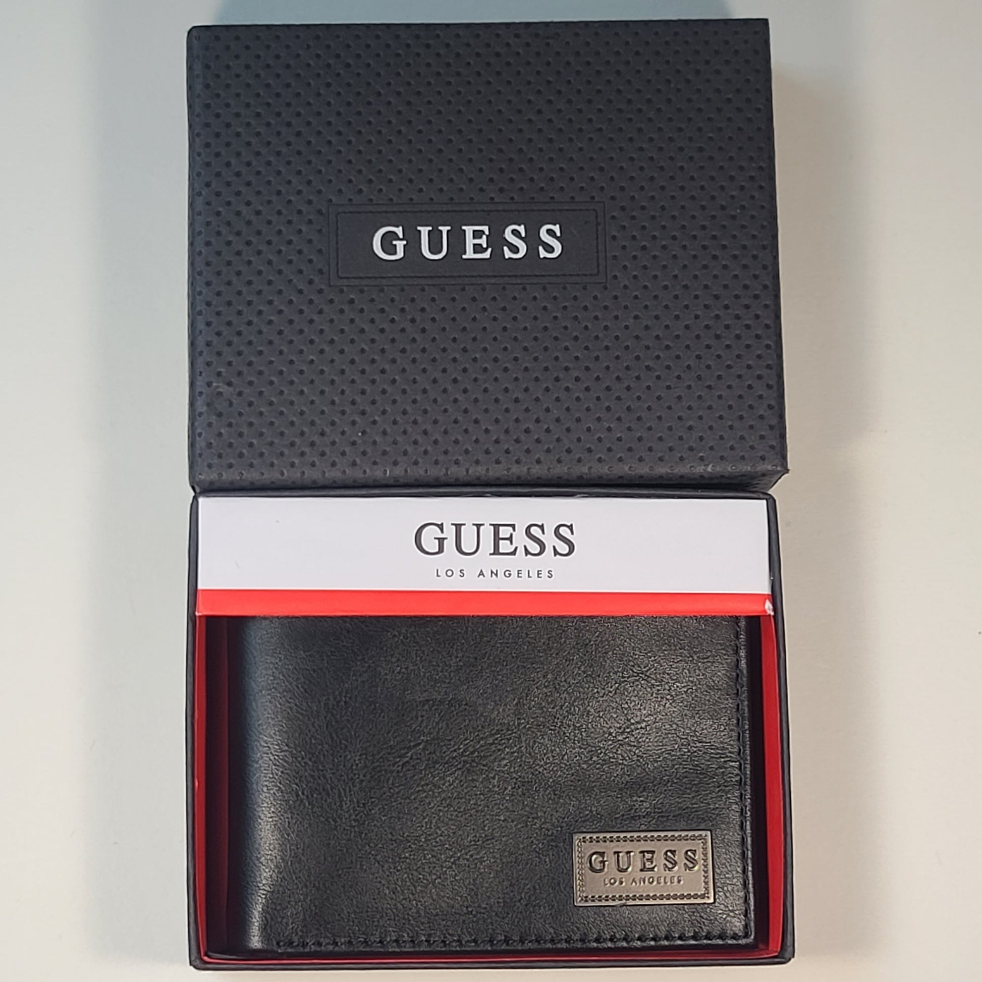 Guess Los Angeles Men’s Bifold Logo Leather Wallet Black Passcase 31GO220061 - Wallets