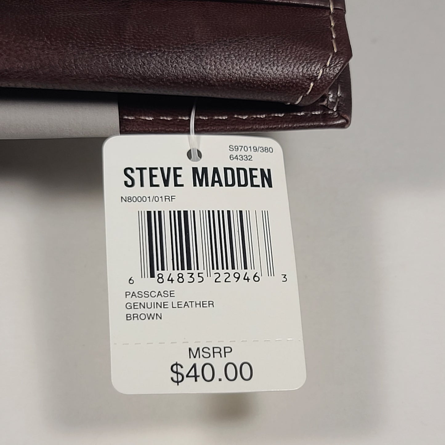 Steve Madden Men’s Bifold Brown Leather Passcase Wallet RFID N80001/01RF - Wallets