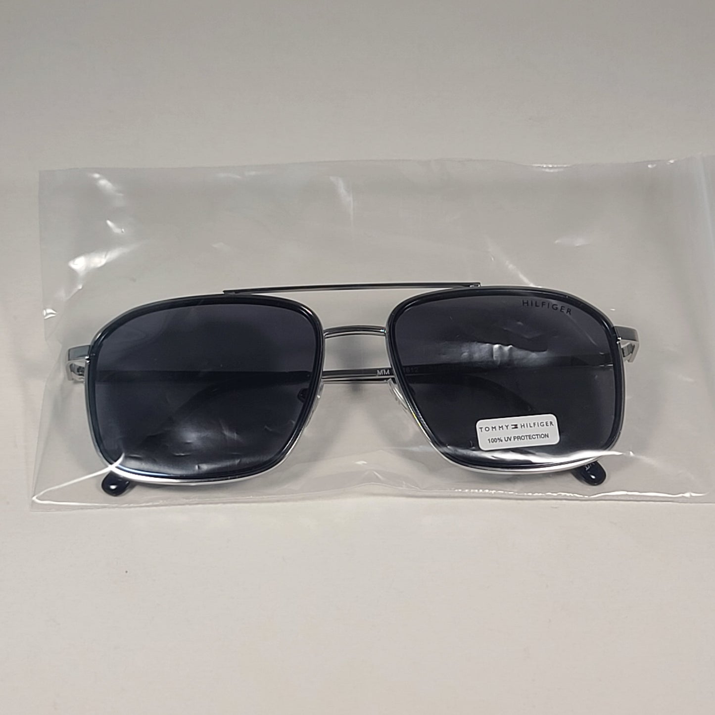 Tommy Hilfiger "Alesso" MM OM612 Pilot Sunglasses Silver Navy Frame Gray Lens