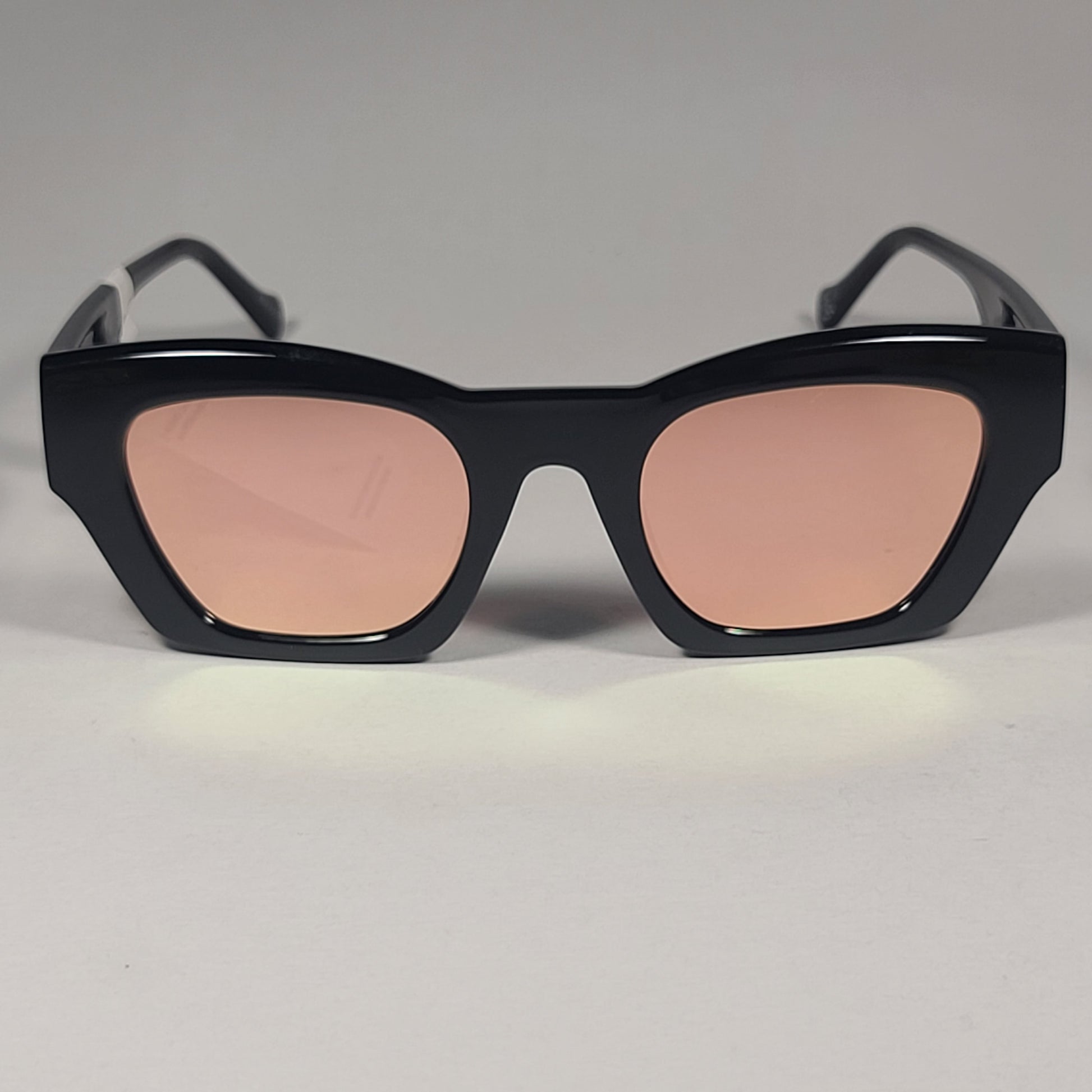 Lucky Brand SLBD131 BLACK Cat Eye Sunglasses Black Frame Orange Yellow Mirror Lens