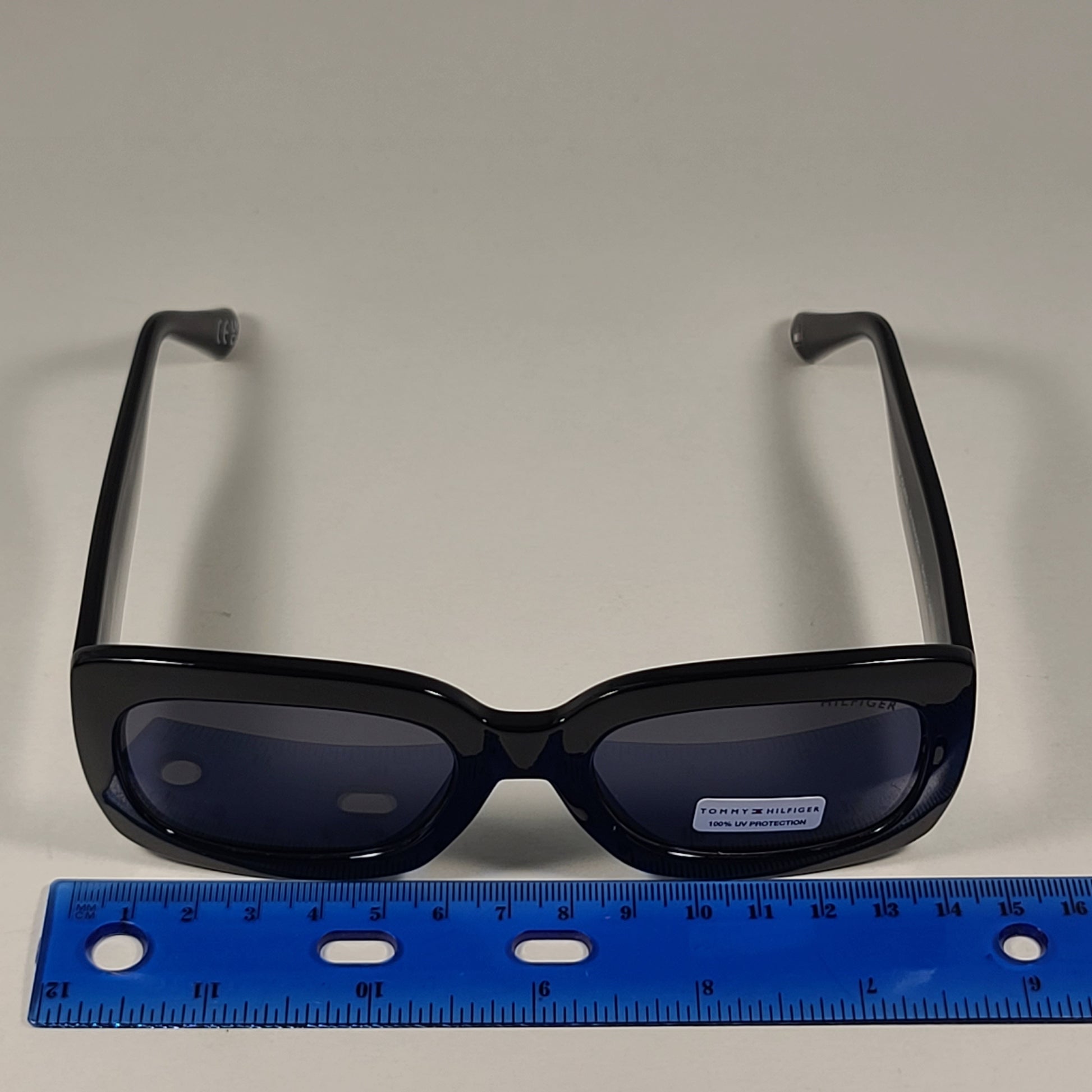Tommy Hilfiger WP OL603 Large Oval Sunglasses Shiny Black Frame Gray Tinted Lens - Sunglasses