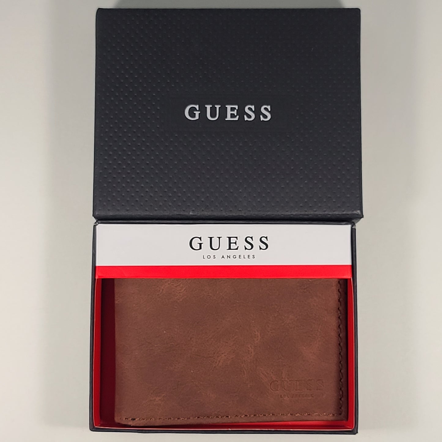 Guess Los Angeles Men's Bifold Brown Leather Wallet Passcase 31GO130037