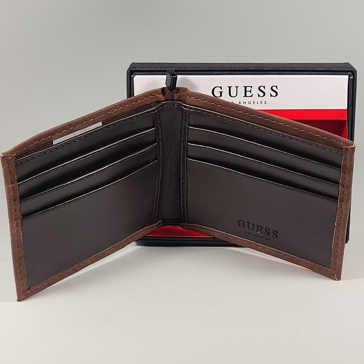 Guess Los Angeles Men's Bifold Brown Leather Wallet Passcase 31GO130037