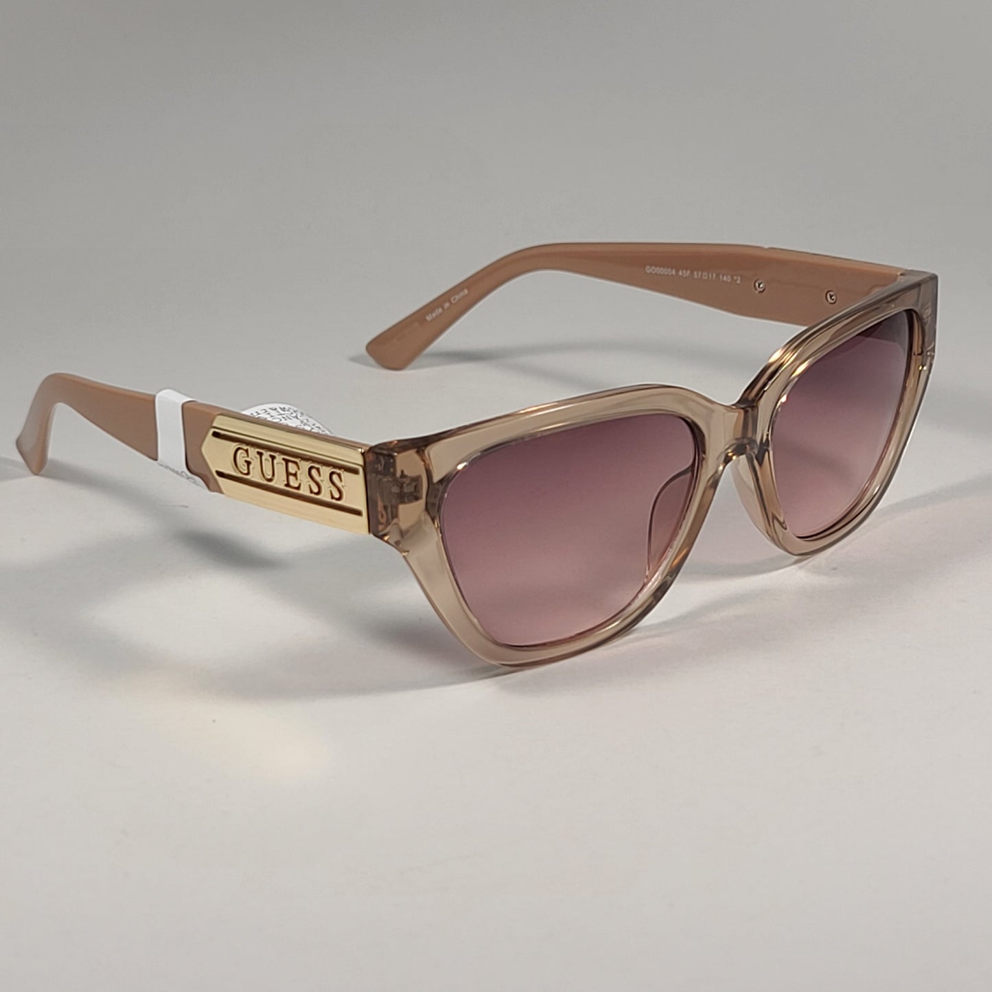 Guess GO0004 52F Cat Eye Sunglasses Nude And Crystal Frame Brown Gradient Lens