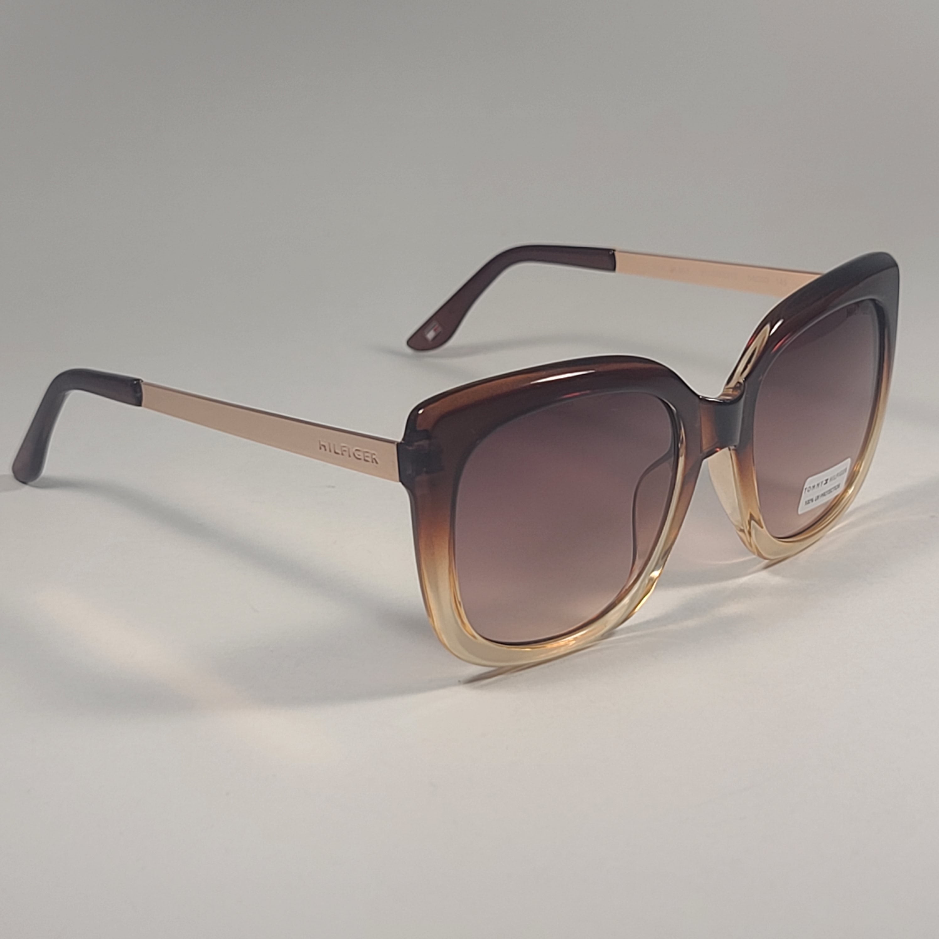 Tommy Hilfiger WM OL608 Oversized Sunglasses Brown Crystal Gold Brown TheSunglassFashion