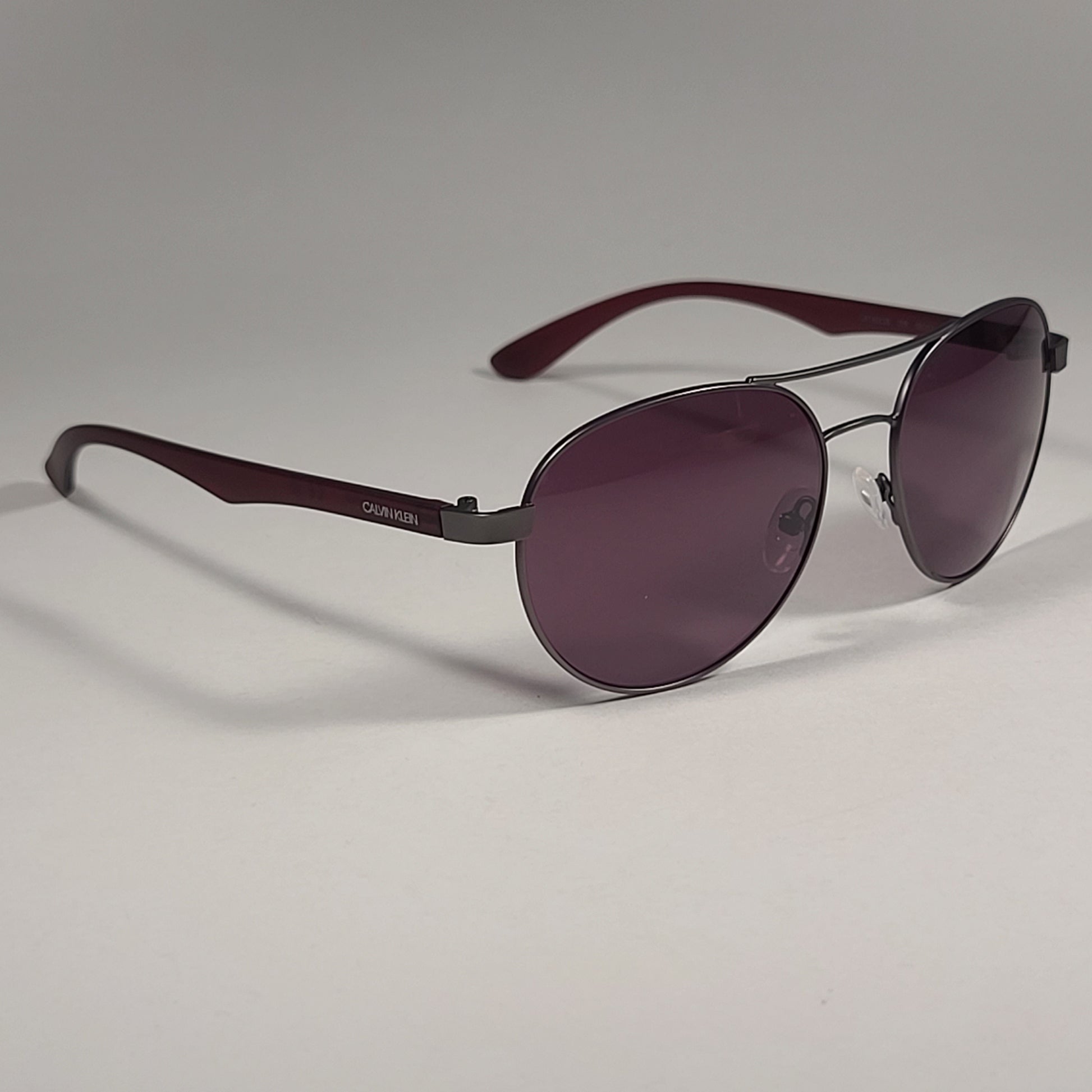 Calvin Klein CK19313S 008 Aviator Pilot Sunglasses Gunmetal & Red Gray Pink Lens