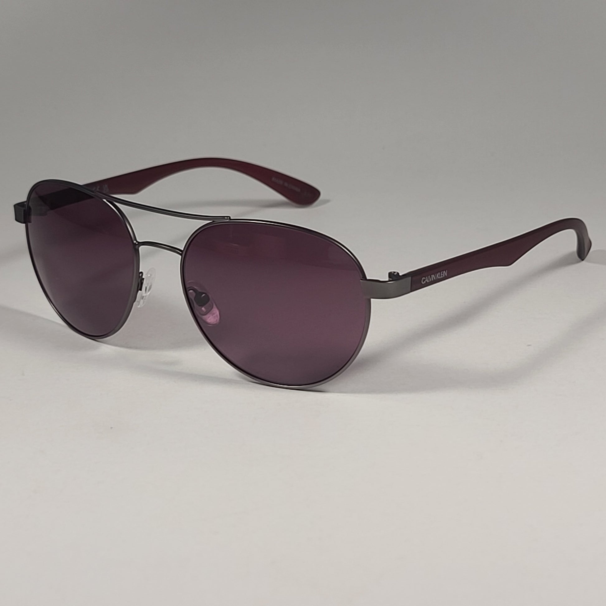 Calvin Klein CK19313S 008 Aviator Pilot Sunglasses Gunmetal & Red Gray Pink Lens