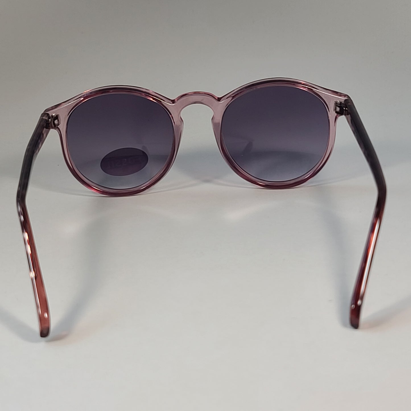 Fossil Round FW221 Women’s Sunglasses Pink Crystal Frame Smoke Gradient Lens