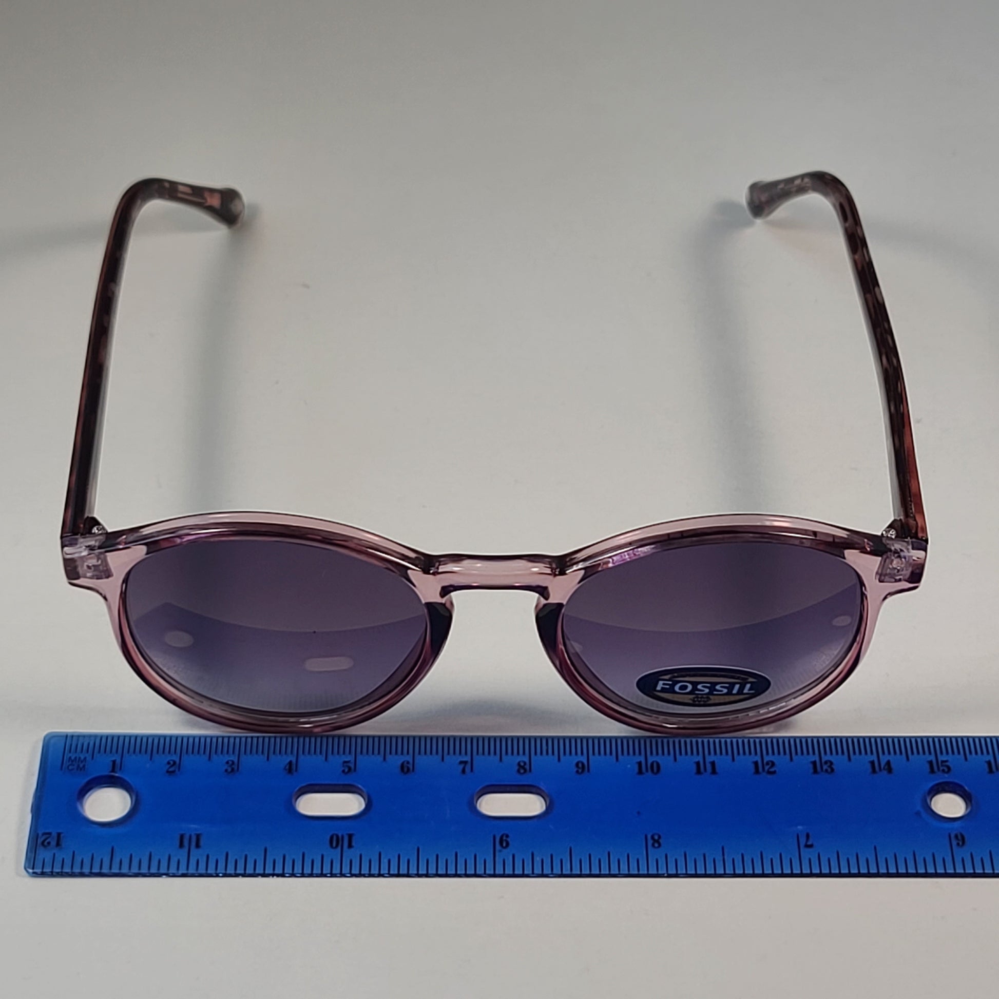 Fossil Round FW221 Women’s Sunglasses Pink Crystal Frame Smoke Gradient Lens