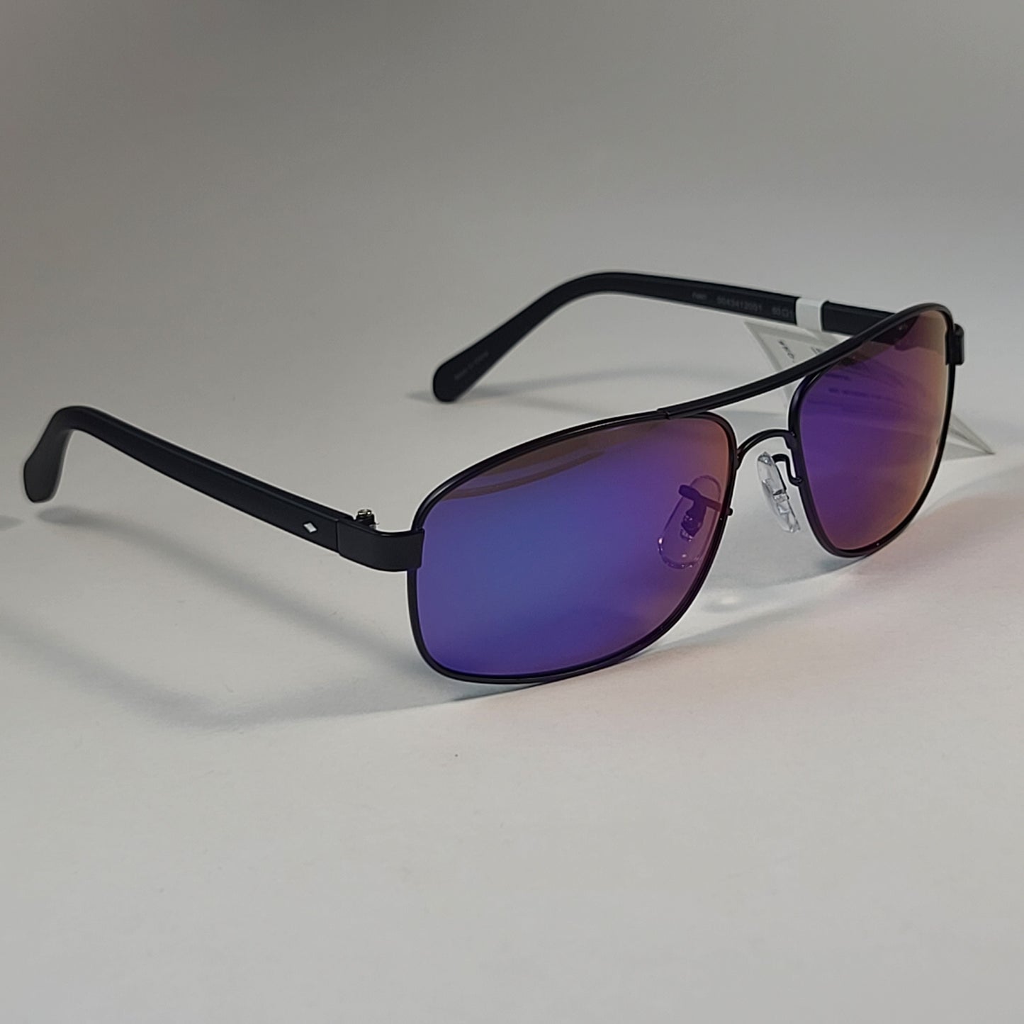 Fossil FM87 Navigator Sunglasses Matte Black Frame Ultraviolet Mirror Lens 60mm