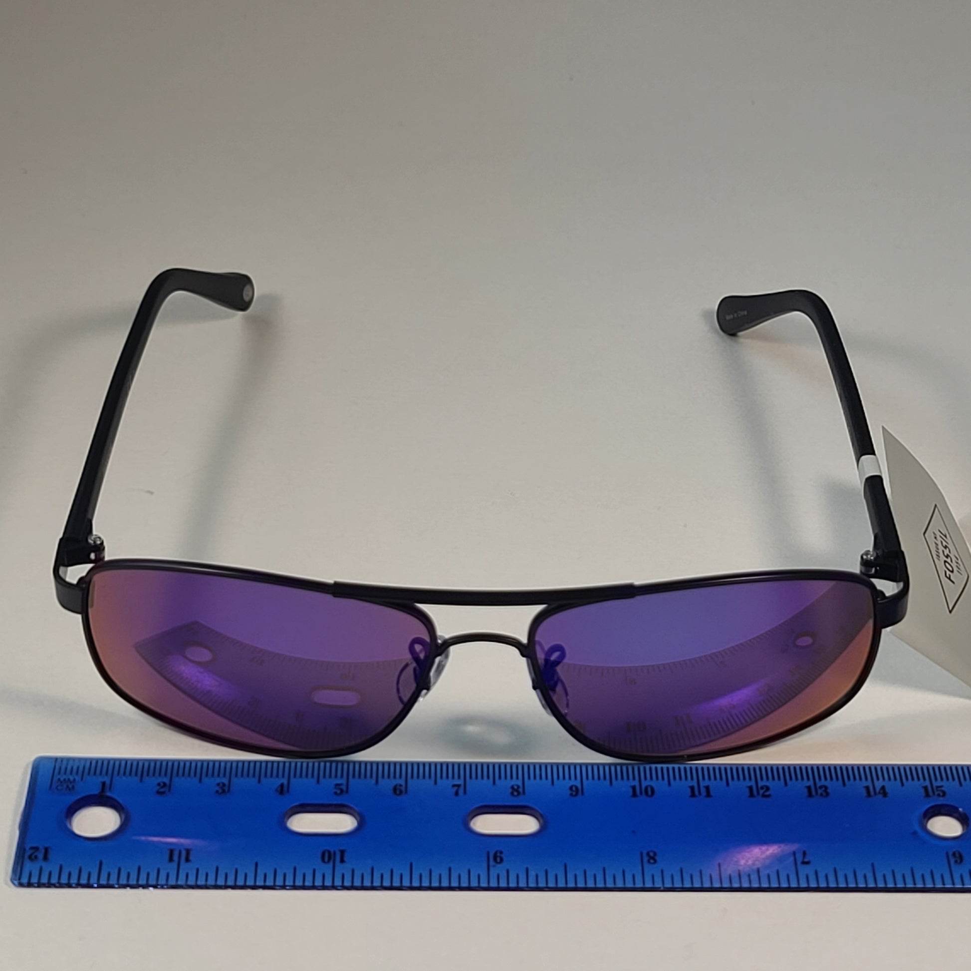 Fossil FM87 Navigator Sunglasses Matte Black Frame Ultraviolet Mirror Lens 60mm