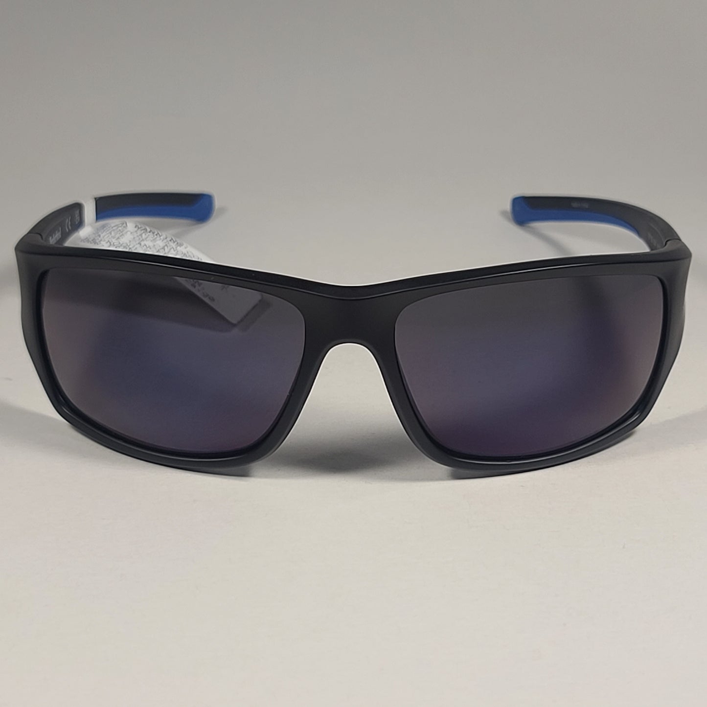 Timberland Wrap Sunglasses Matte Black And Blue Semi Flash Ultraviolet Lens TB7152 02X