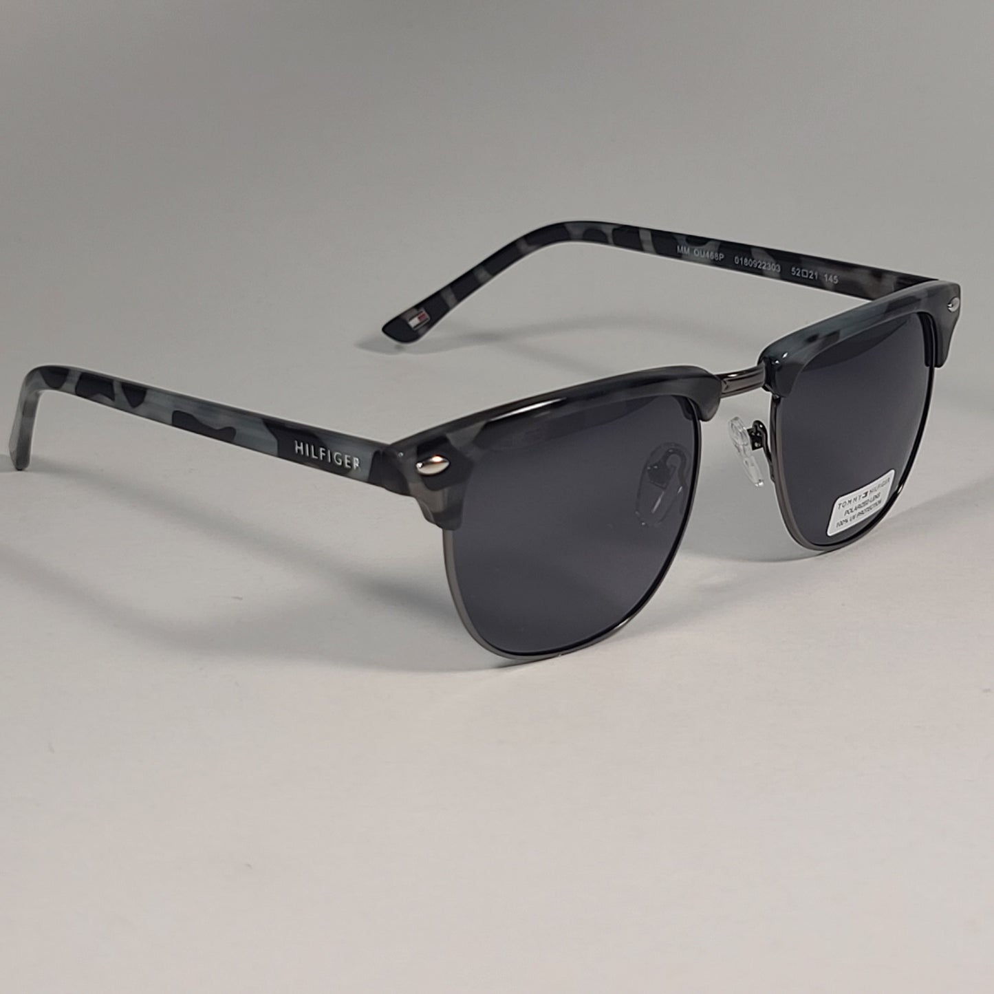 Tommy Hilfiger ’Buckley’ Polarized MM OU468P Square Club Sunglasses Gray Tortoise Frame Lens