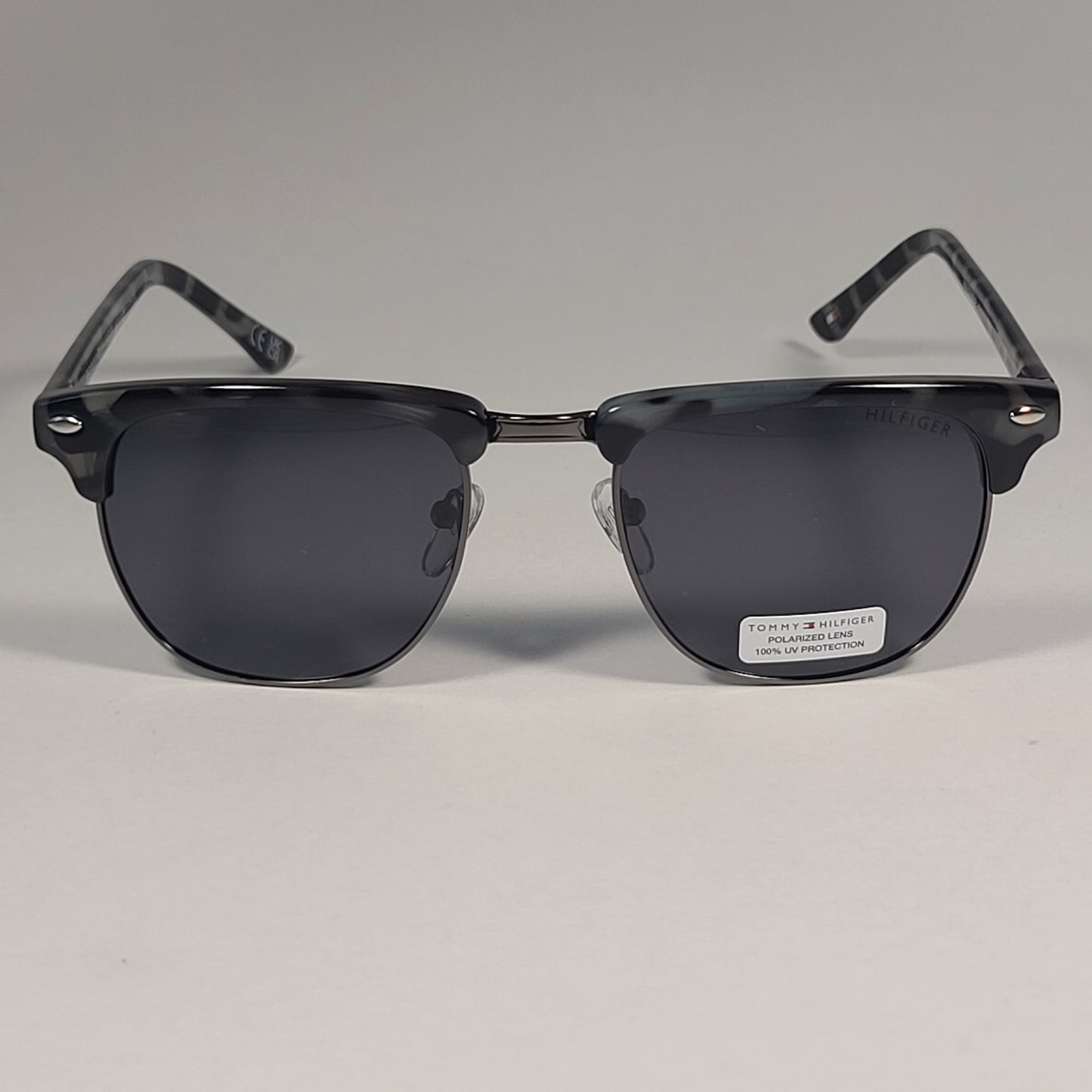 Tommy Hilfiger ’Buckley’ Polarized MM OU468P Square Club Sunglasses Gray Tortoise Frame Lens