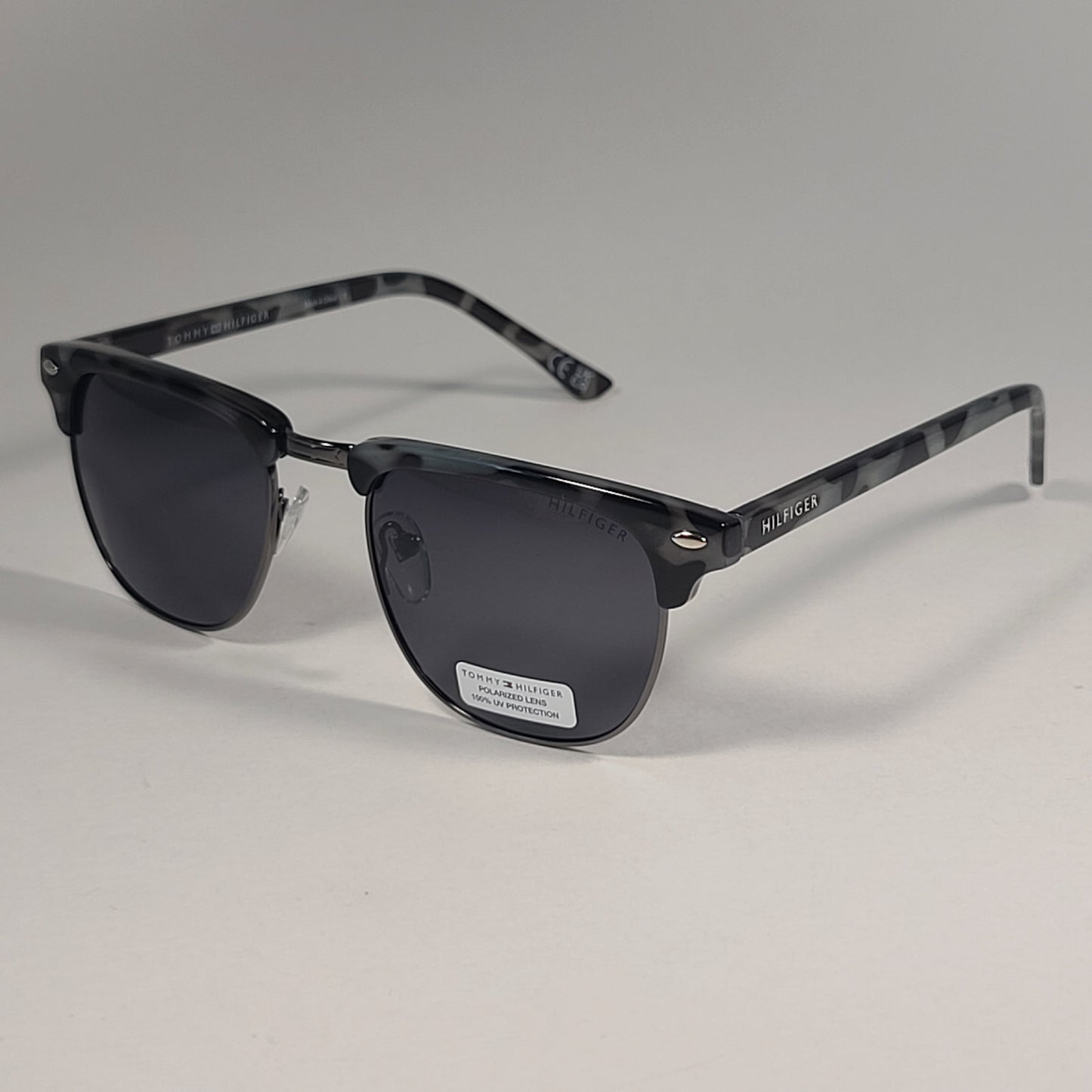 Tommy Hilfiger ’Buckley’ Polarized MM OU468P Square Club Sunglasses Gray Tortoise Frame Lens