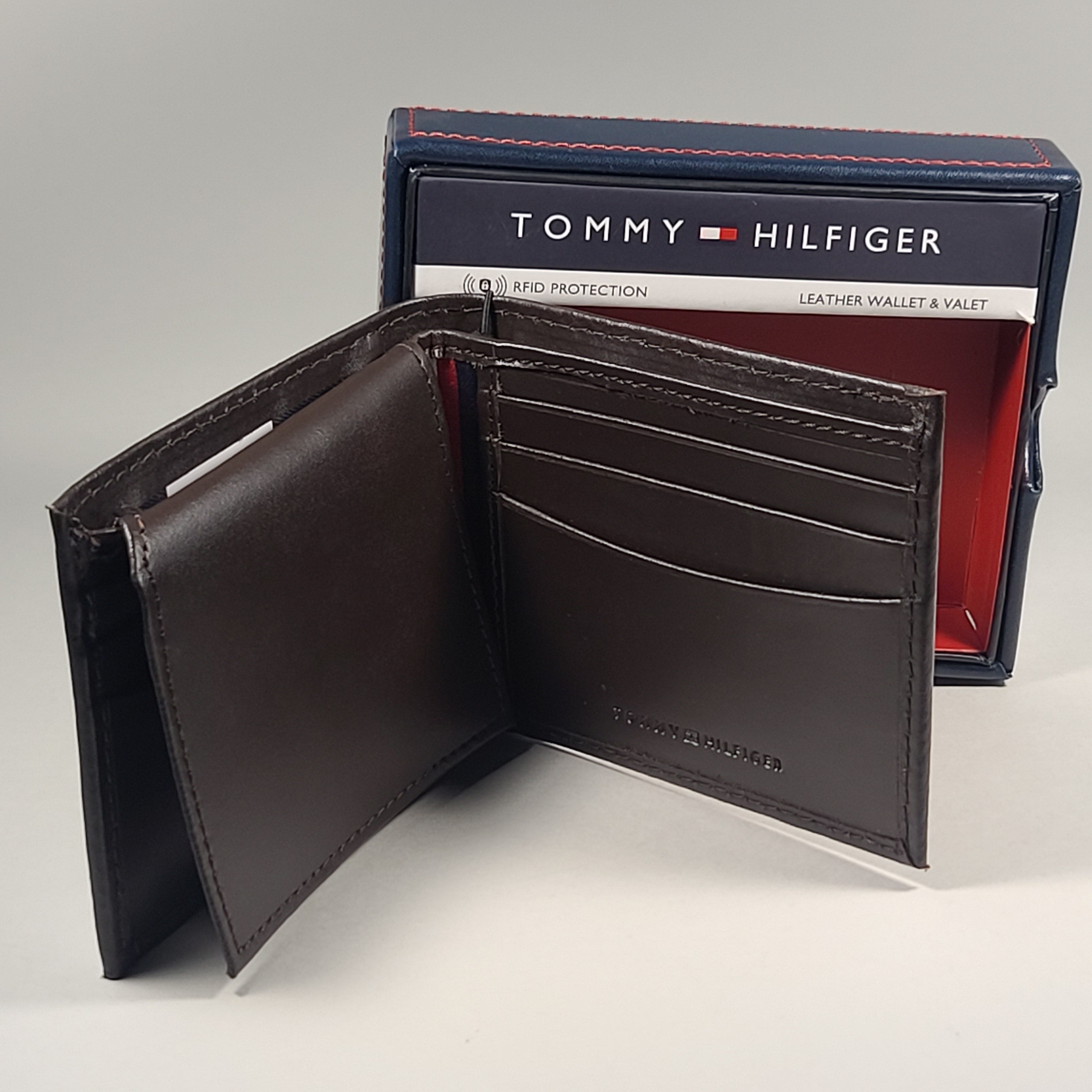 Tommy Hilfiger Men s Bifold Brown Leather RFID Wallet Valet 31HP2200 TheSunglassFashion