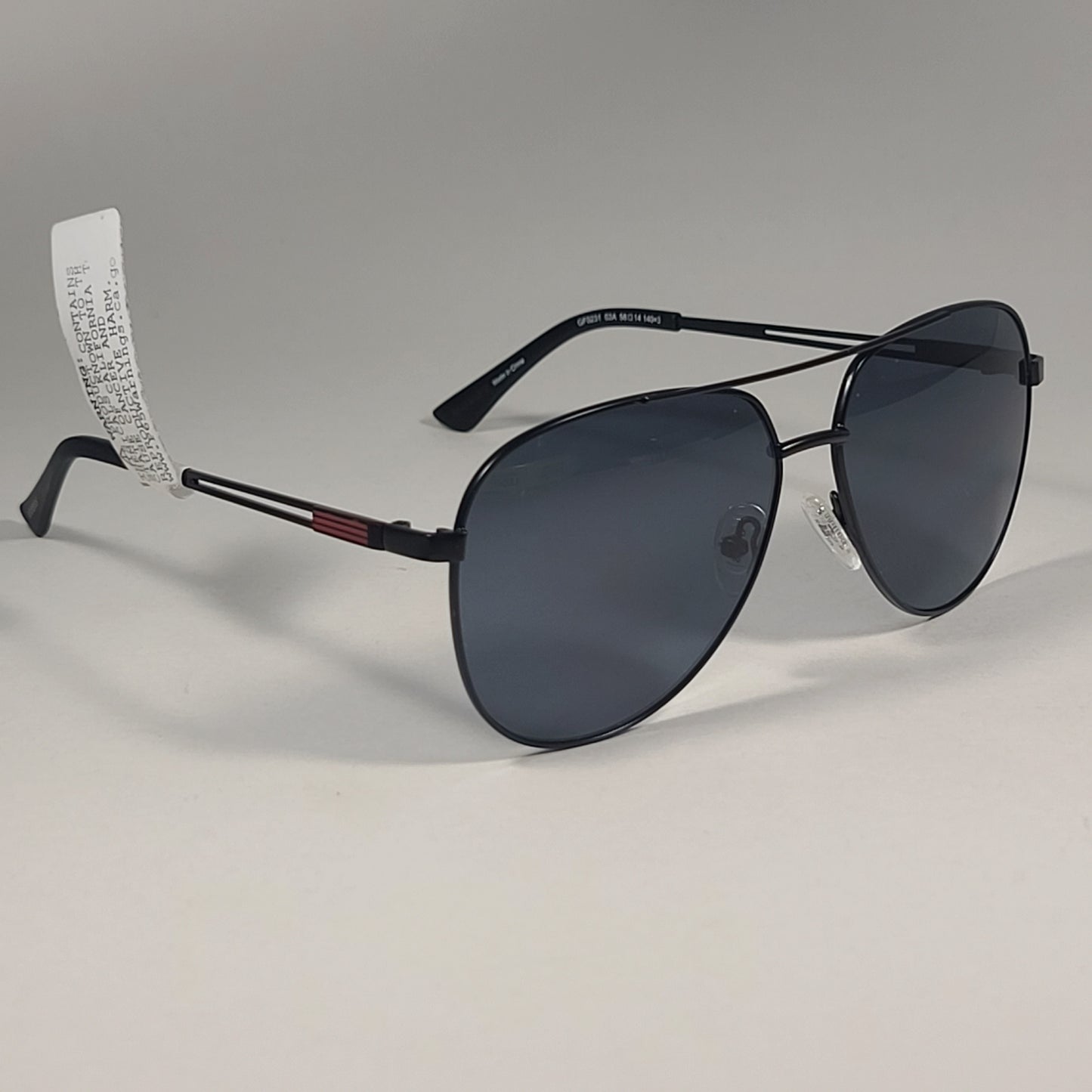 Guess GF0231 02A Aviator Pilot Sunglasses Black Metal Frame And Gray Tinted Lens