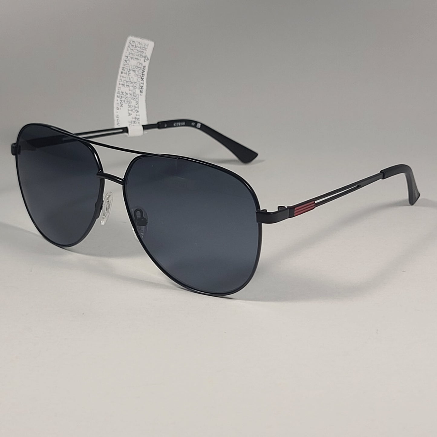 Guess GF0231 02A Aviator Pilot Sunglasses Black Metal Frame And Gray Tinted Lens