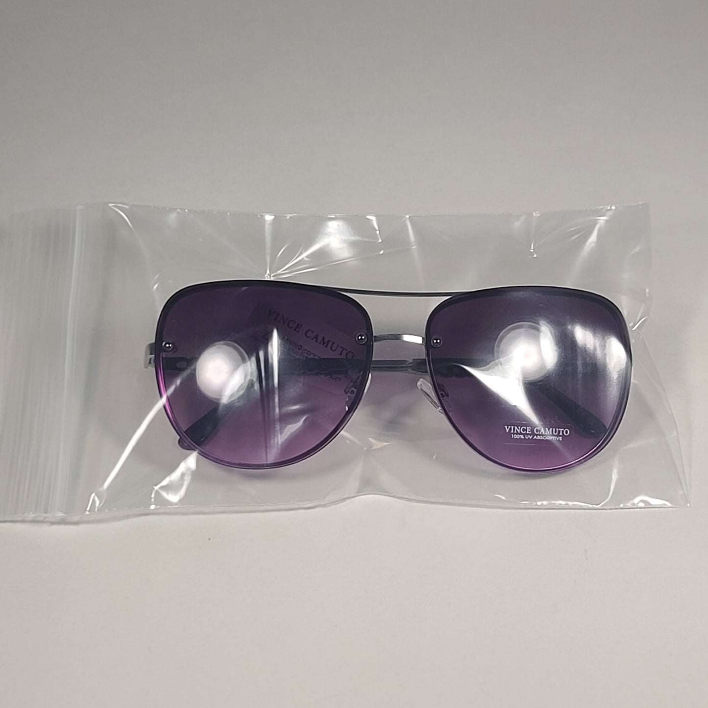 Vince Camuto VC954 SLV Rimless Navigator Sunglasses Silver Purple Gradient Lens