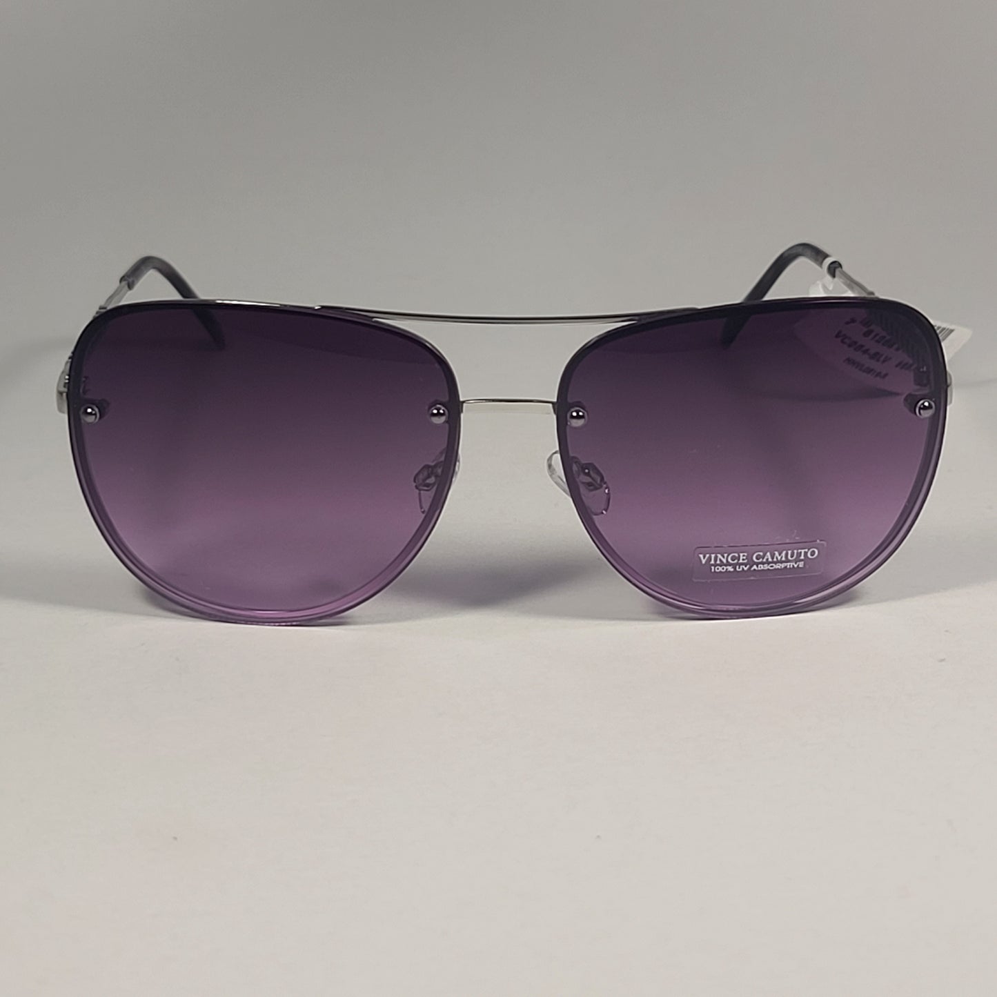 Vince Camuto VC954 SLV Rimless Navigator Sunglasses Silver Purple Gradient Lens