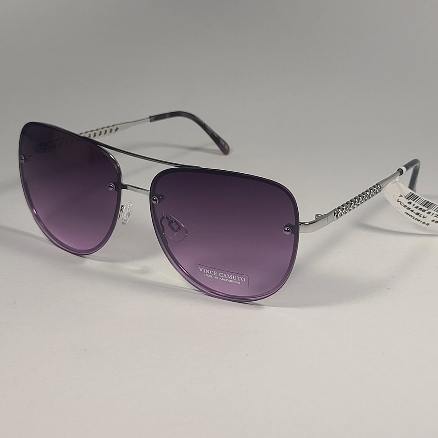 Vince Camuto VC954 SLV Rimless Navigator Sunglasses Silver Purple Gradient Lens