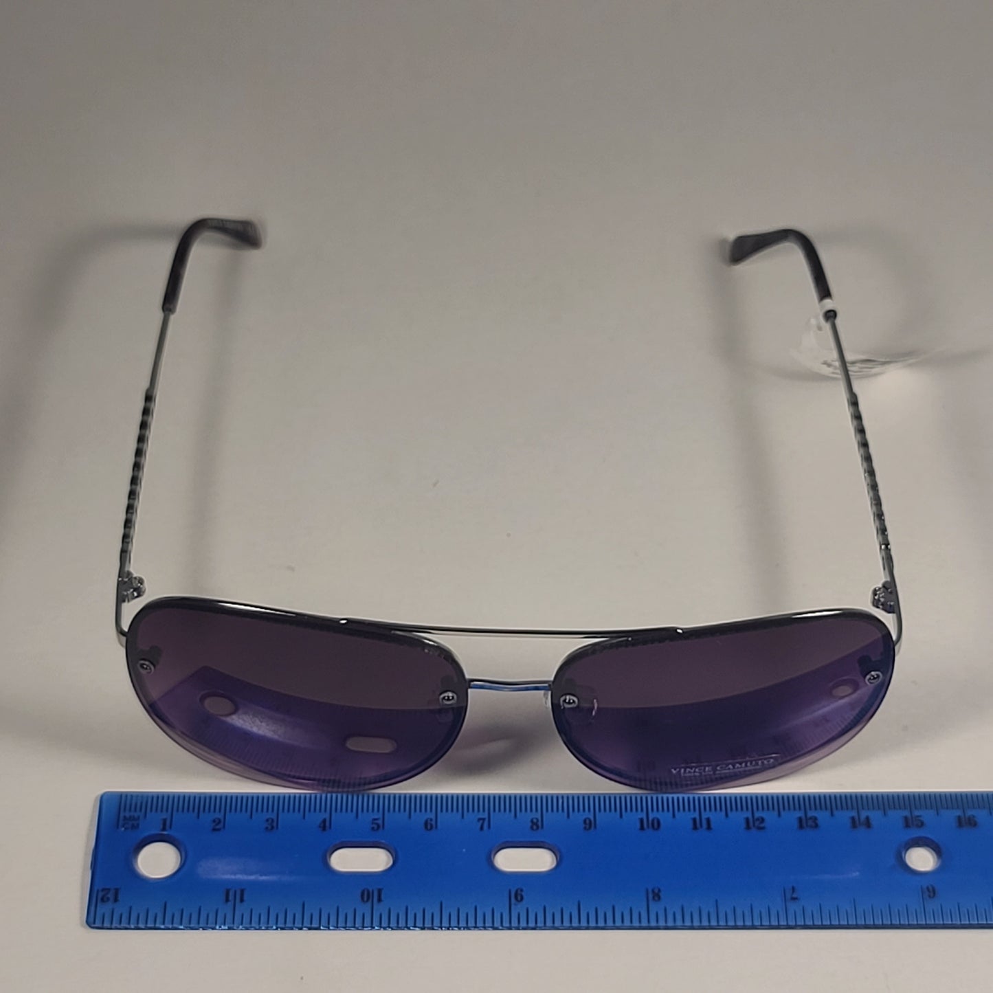 Vince Camuto VC954 SLV Rimless Navigator Sunglasses Silver Purple Gradient Lens