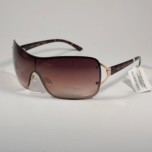Vince Camuto VC1000 GLD Rimless Shield Sunglasses Gold Brown Frame Brown Gradient Lens - Sunglasses