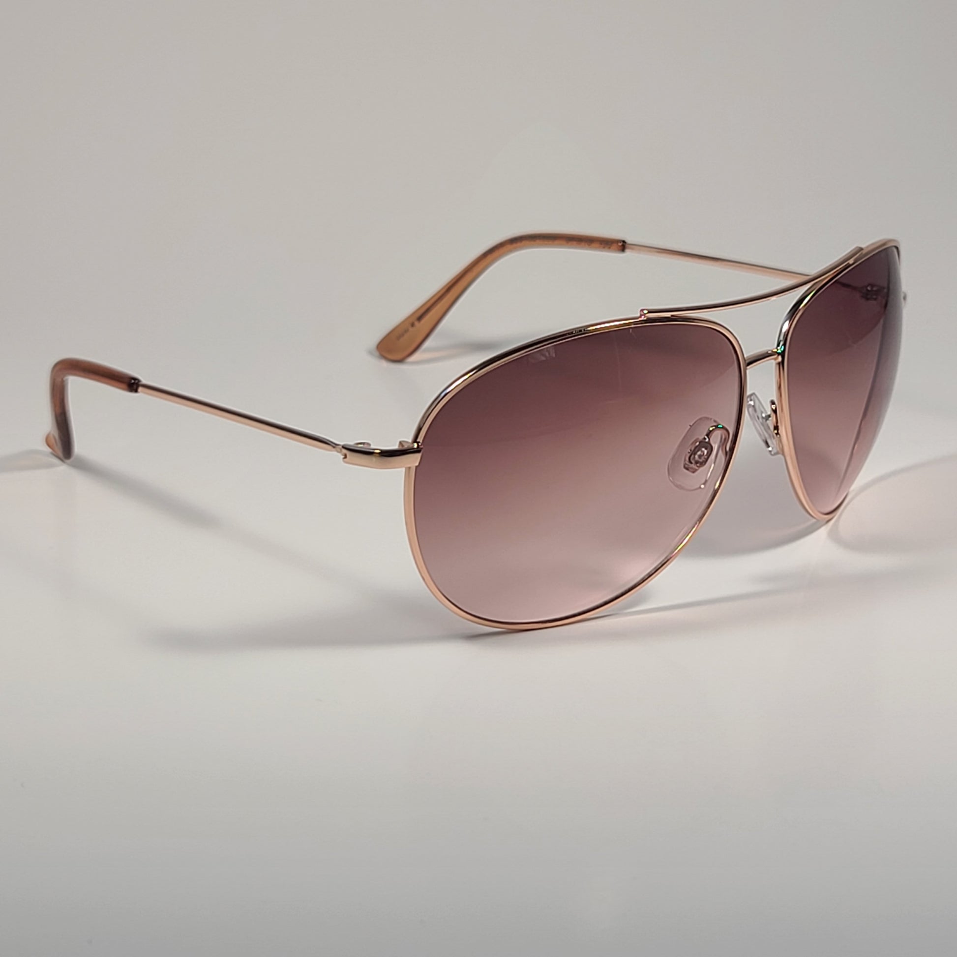 Fossil Aviator Sunglasses Rose Gold Frame Large Lens Brown Pink Gradient FW11 - Sunglasses