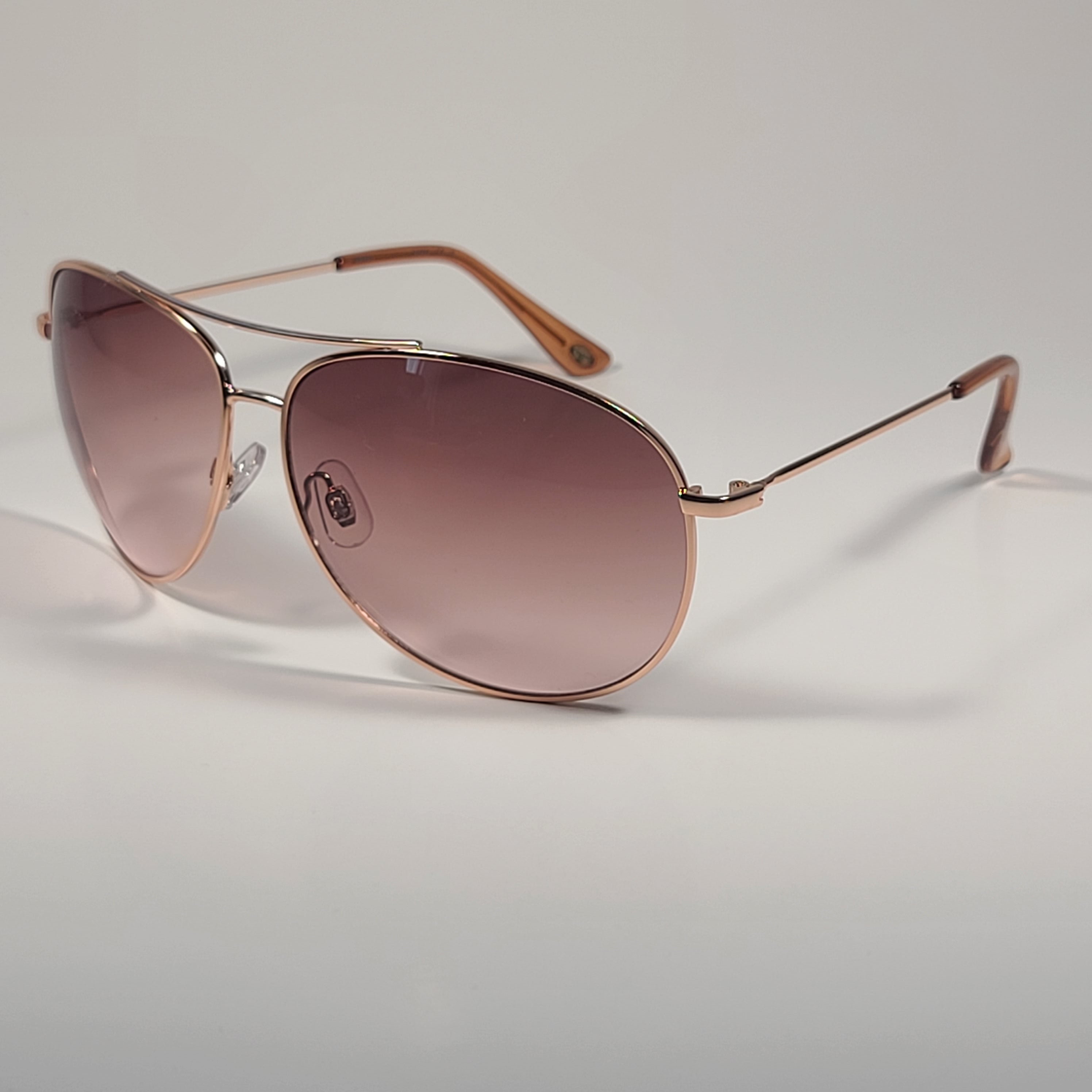 Fossil Aviator Sunglasses Rose Gold Frame Large Lens Brown Pink Gradient Fw11